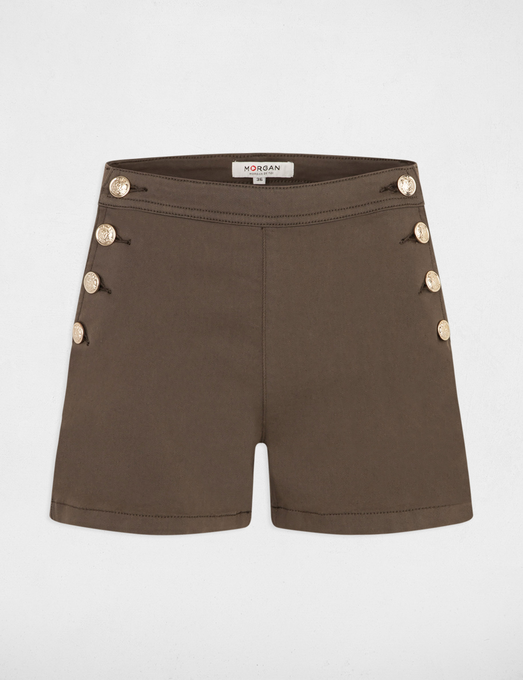 short ajuste avec boutons vert kaki femme Short ajusté avec boutons vert kaki femme