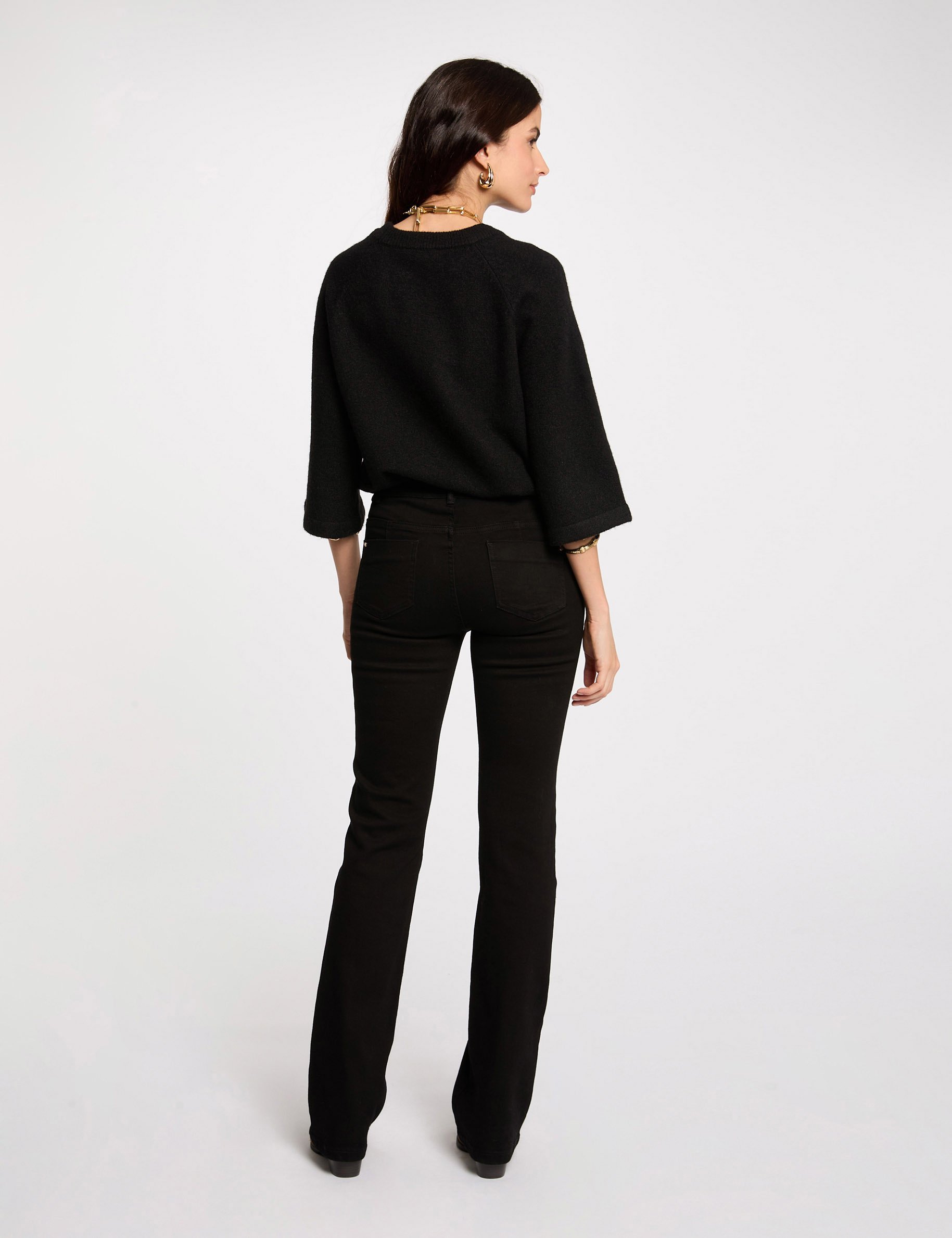 jeans bootcut poches a rabat noir femme Jeans bootcut poches à rabat noir femme