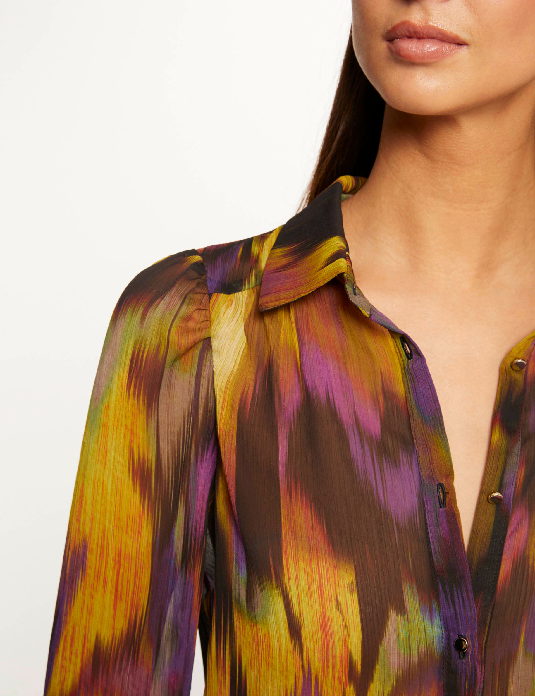 Chemise manches longues imprimé abstrait multico femme Chemise manches longues imprimé abstrait multico femme