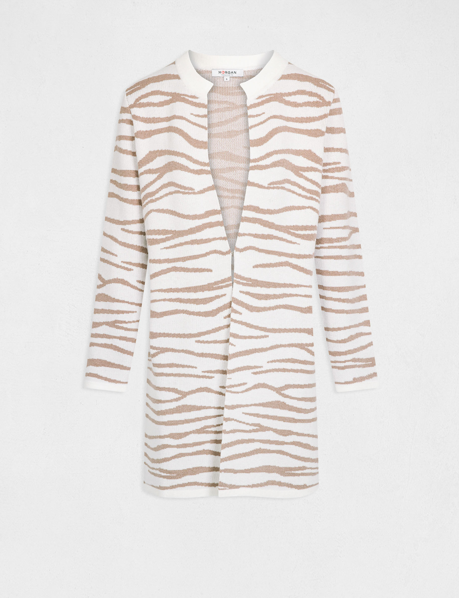 gilet long imprime zebre ecru femme Gilet long imprimé zèbre ecru femme