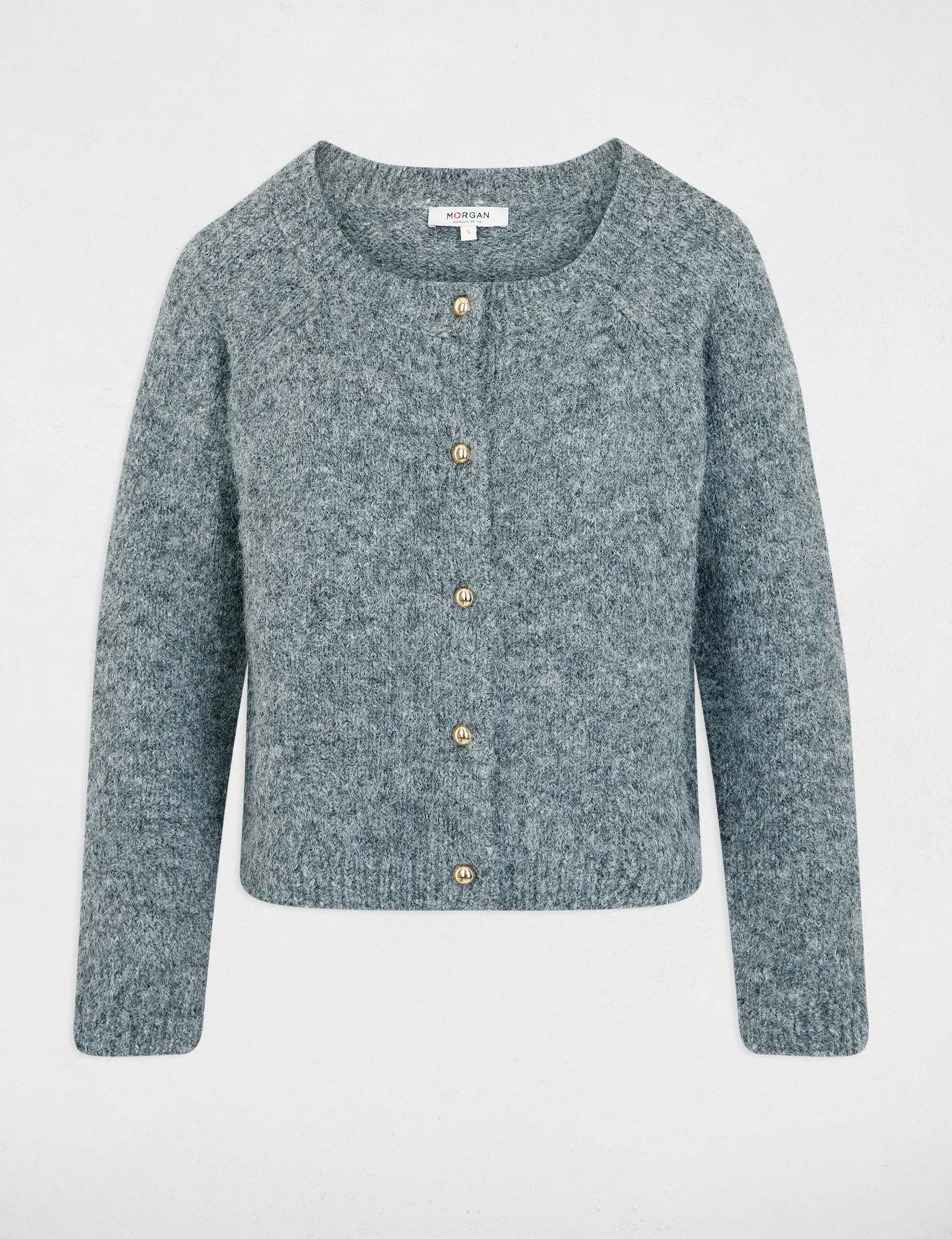 Gilet col rond gris clair femme