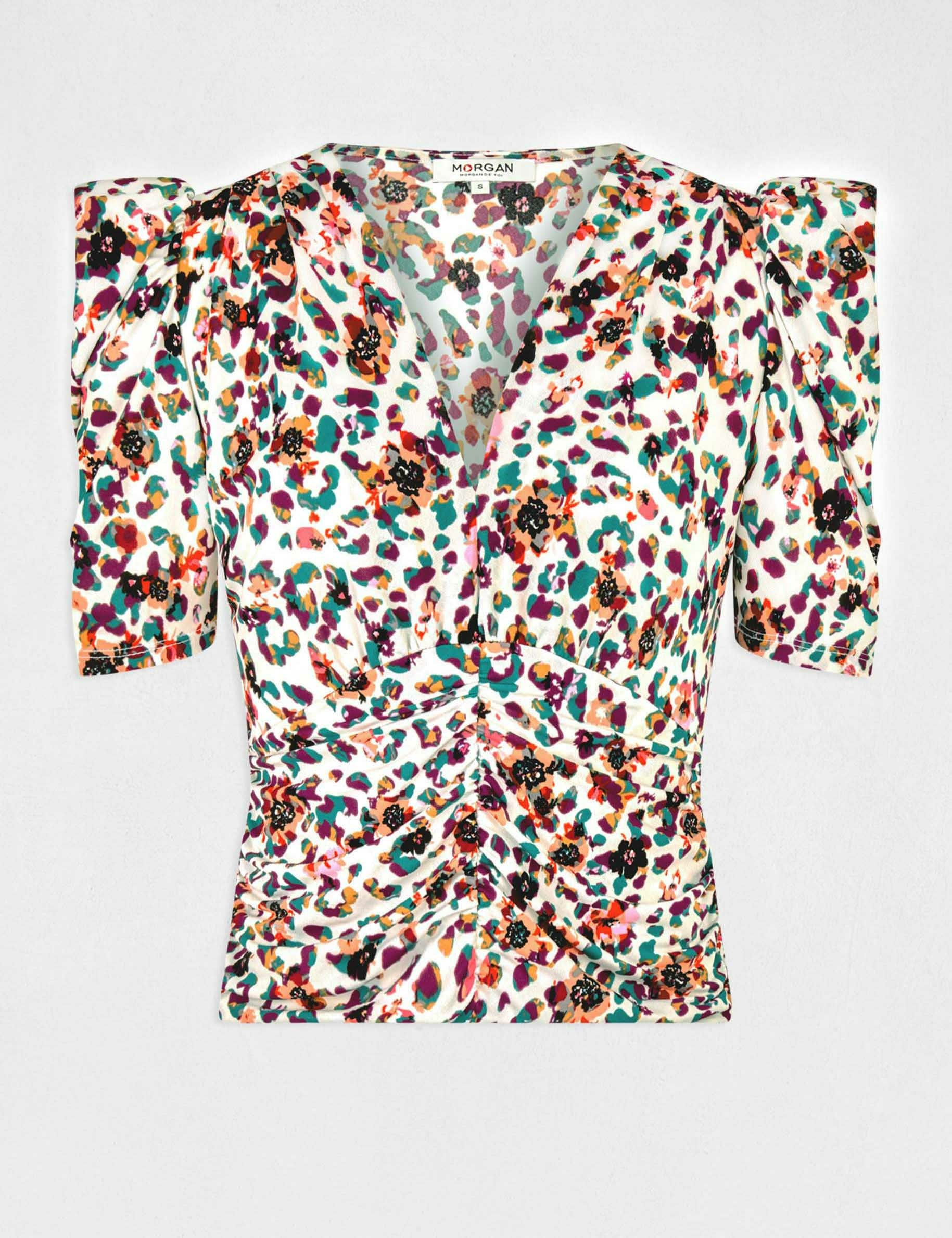 T-shirt manches courtes imprimé floral multico femme T-shirt manches courtes imprimé floral multico femme