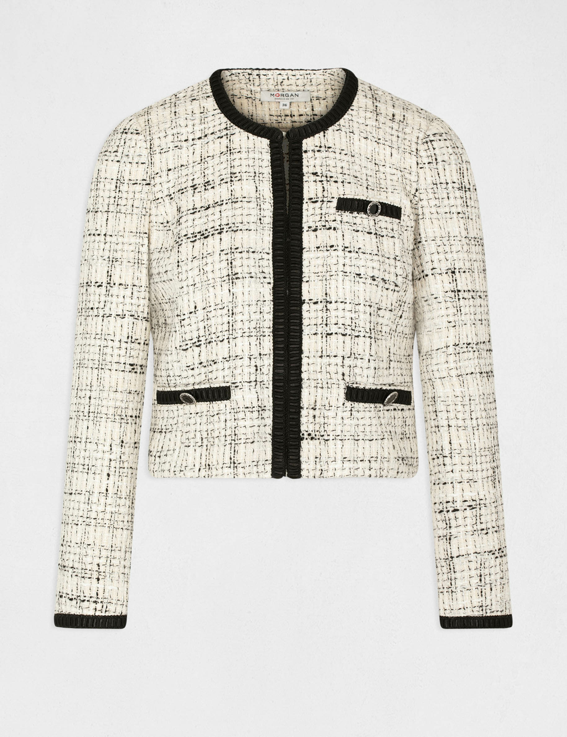 Veste droite avec col rond ecru femme