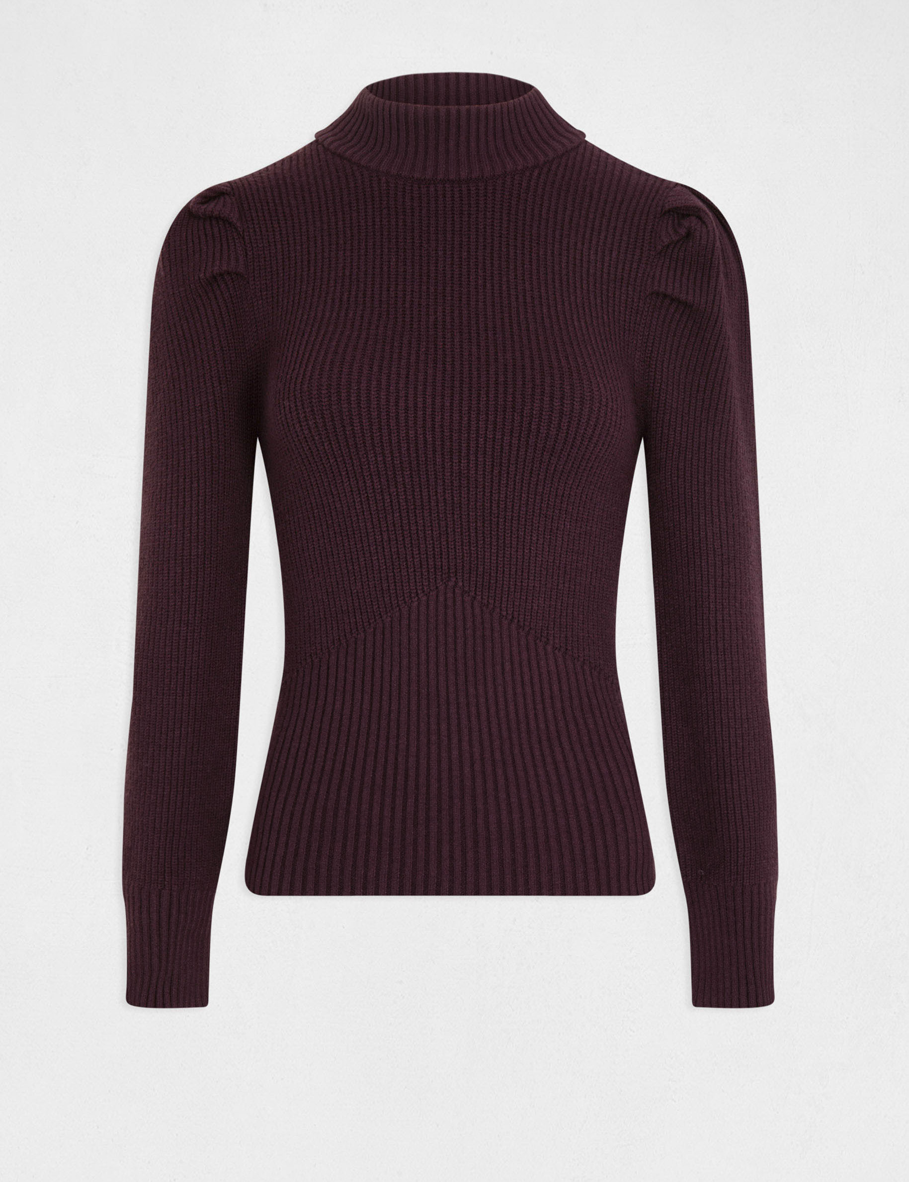pull manches longues a col montant violet fonce femme Pull manches longues à col montant violet fonce femme