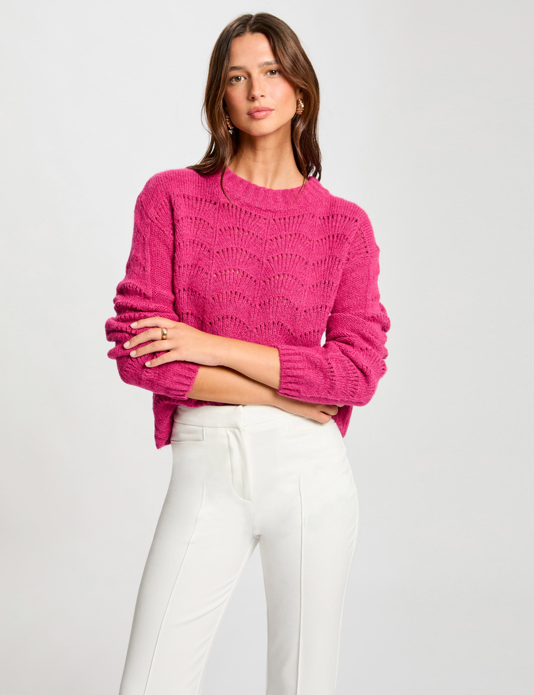 pull manches longues rose fonce femme Pull manches longues rose fonce femme