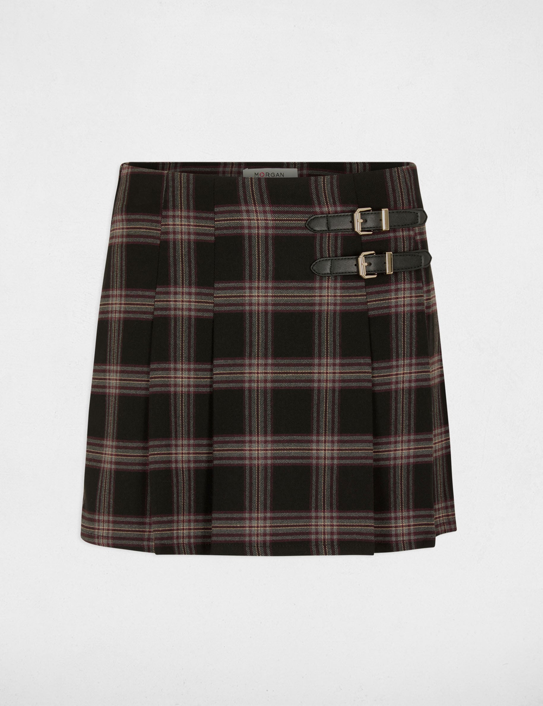 Jupe-short tweed droite noir femme