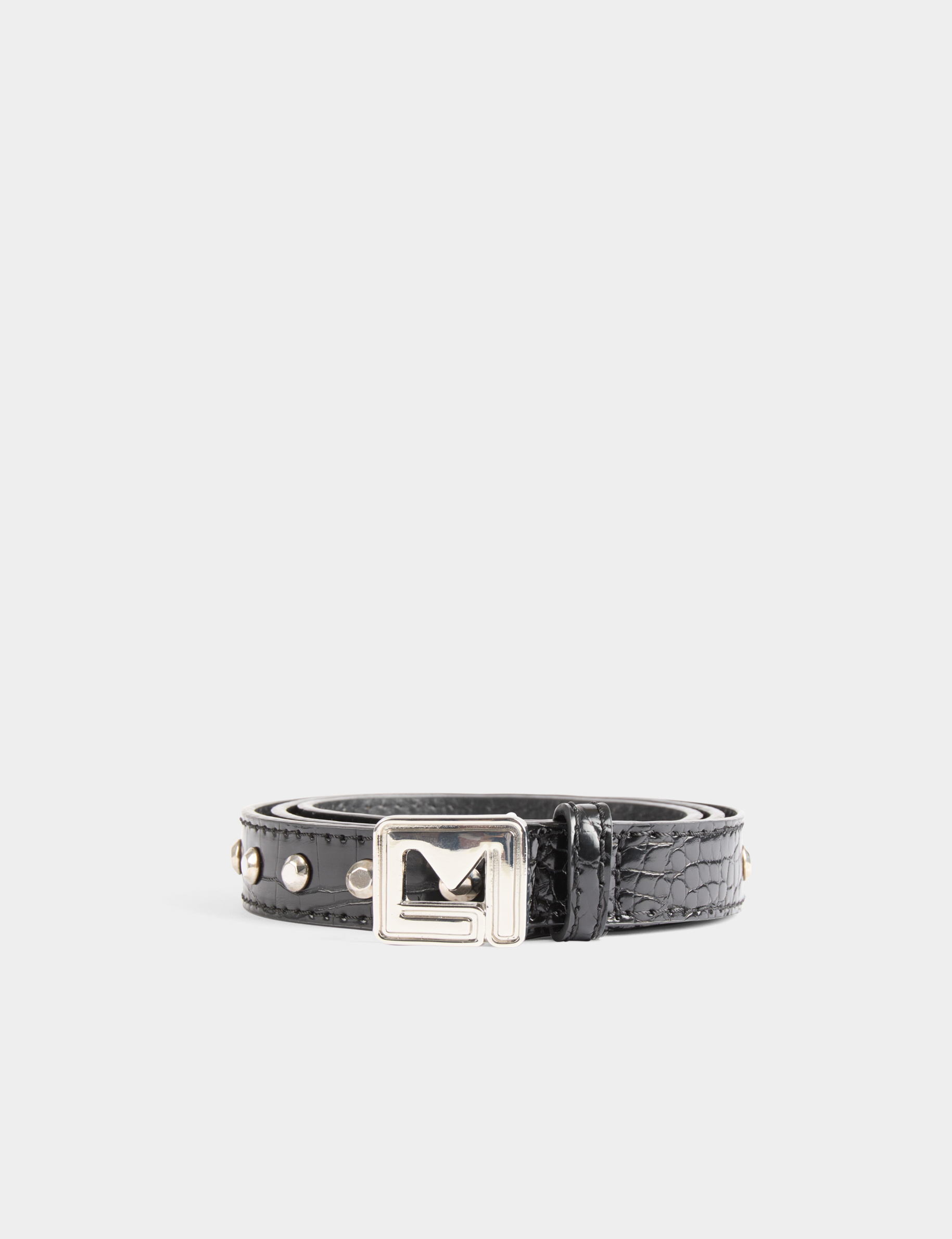 ceinture croco et clous noir femme Ceinture croco et clous noir femme