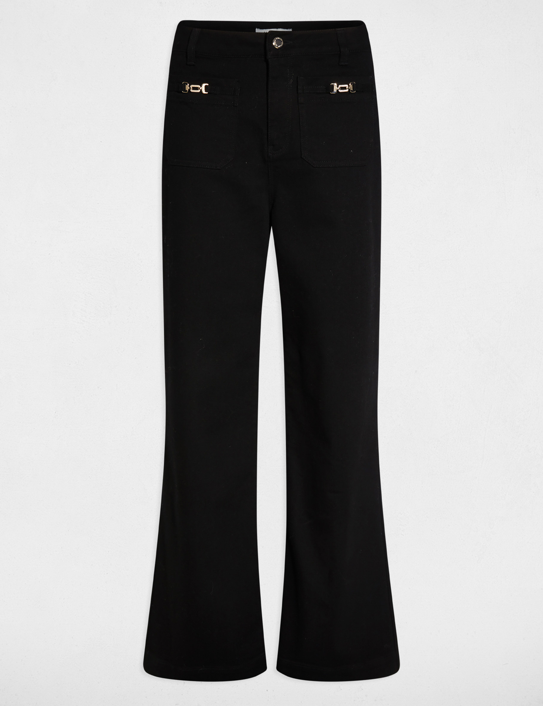 Jean large taille haute noir femme