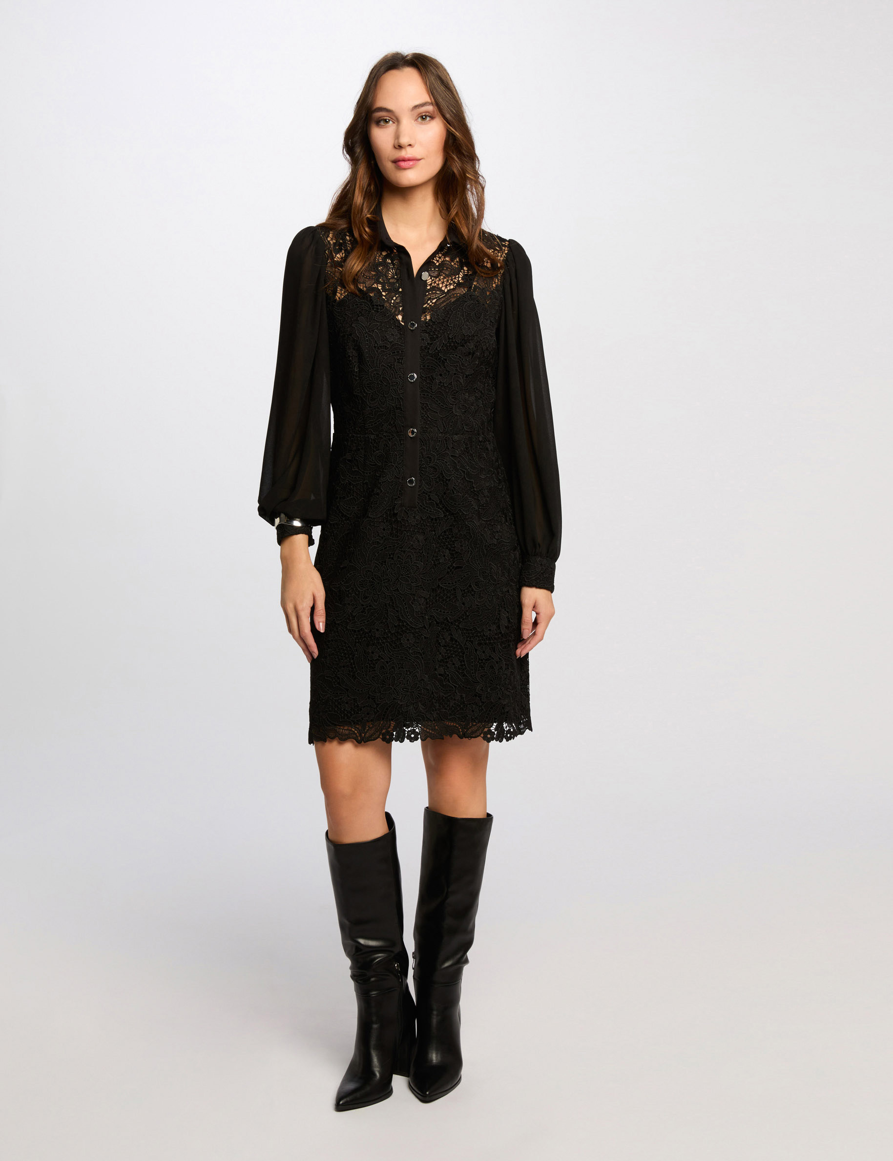 robe courte droite dentelle noir femme Robe courte droite dentelle noir femme
