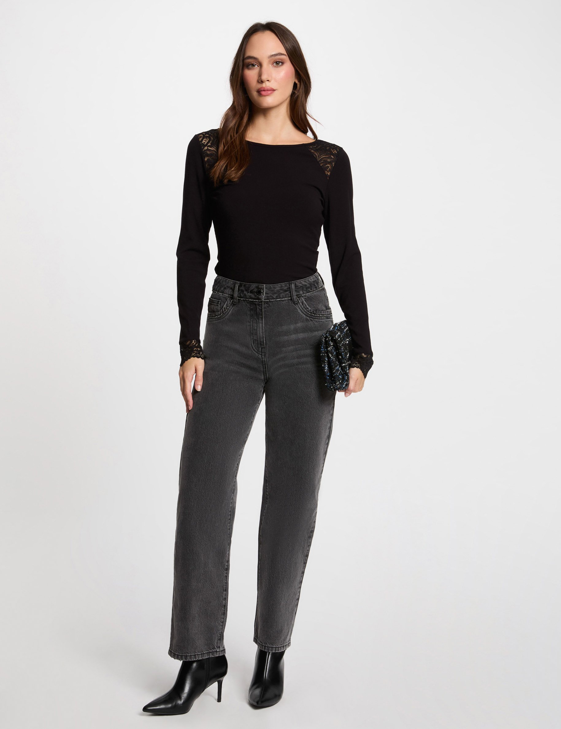body manches longues cotele noir femme Body manches longues côtelé noir femme