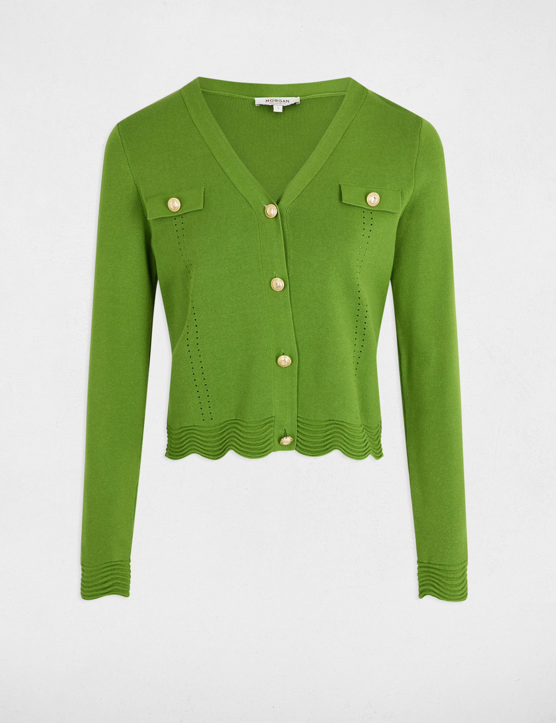 gilet col en v vert anis femme Gilet col en V vert anis femme