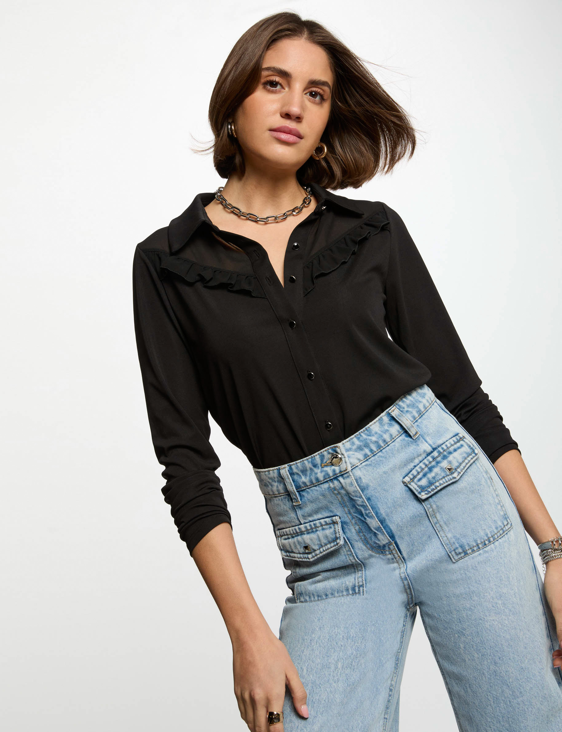 t shirt manches longues noir femme T-shirt manches longues noir femme