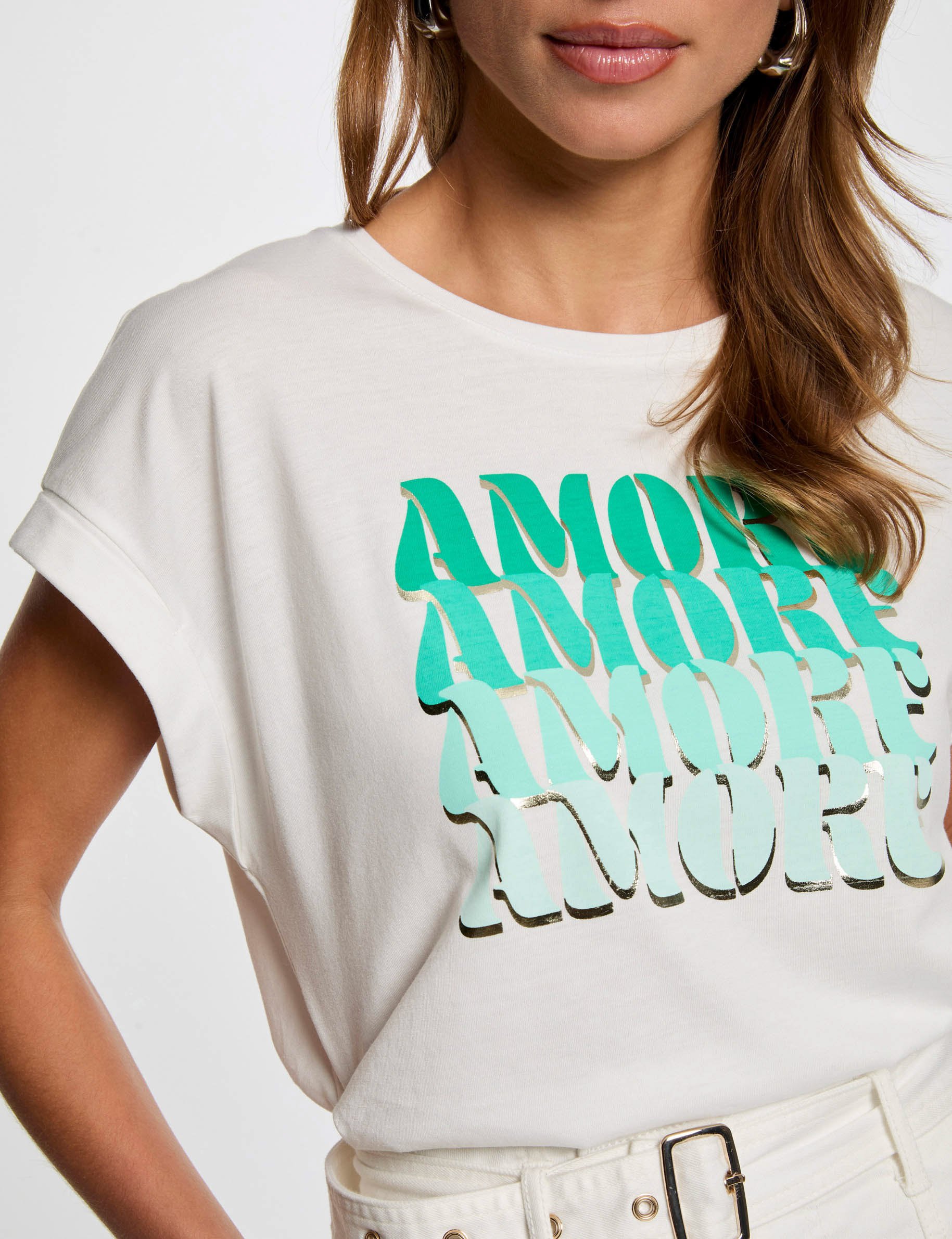 t shirt a inscription blanc femme T-shirt à inscription blanc femme