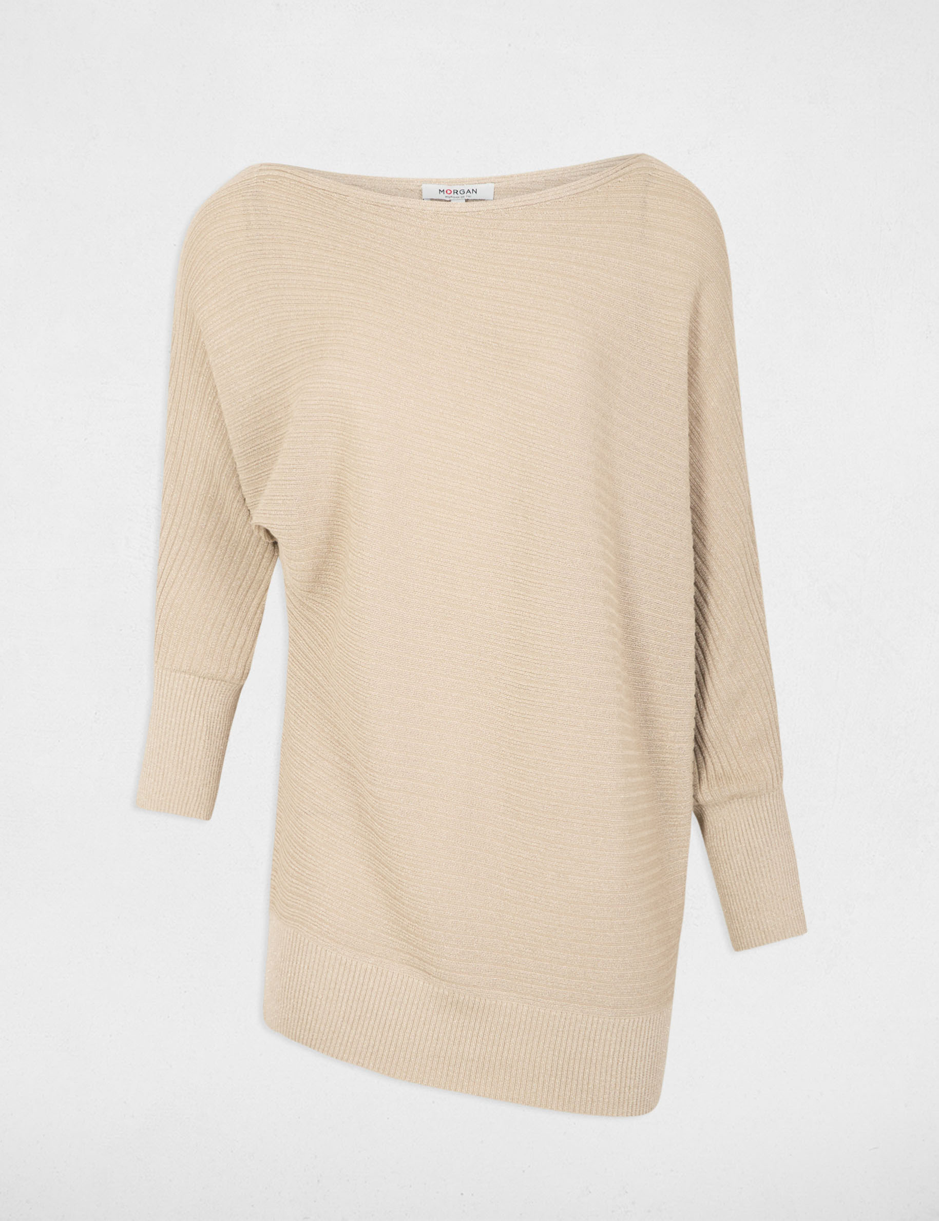 pull col bateau epaule denudee sable femme Pull col bateau épaule dénudée sable femme