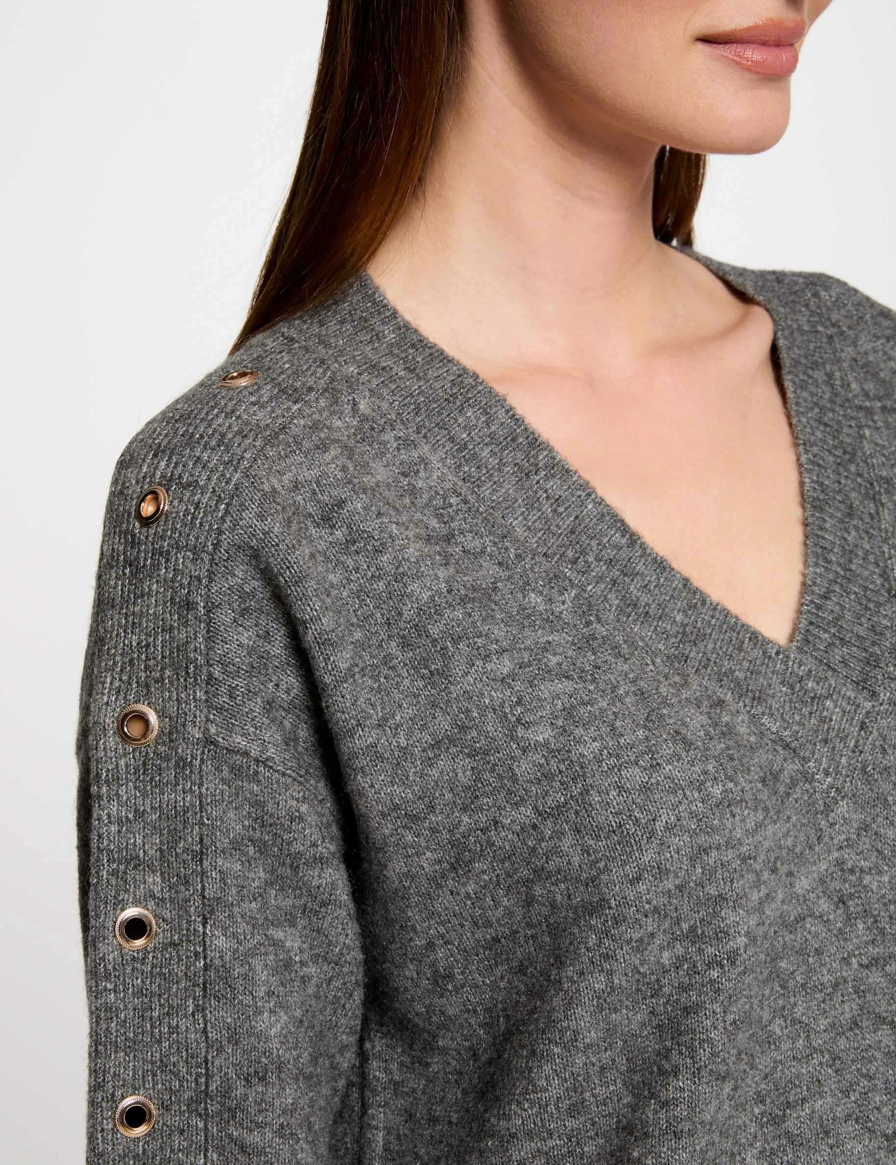 Robe tricot droite &agrave; oeillets gris anthracite femme