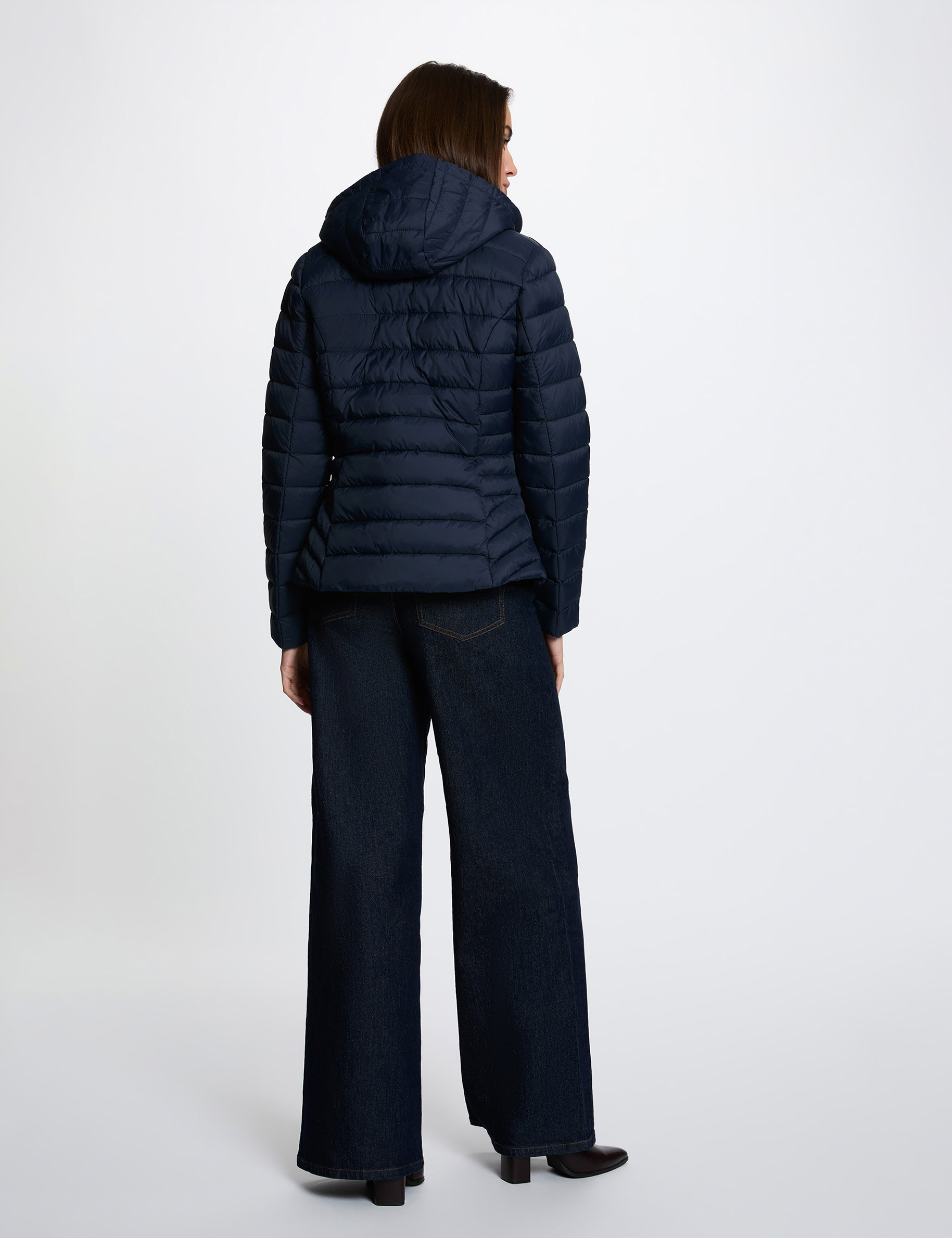 Doudoune col montant bleu marine femme