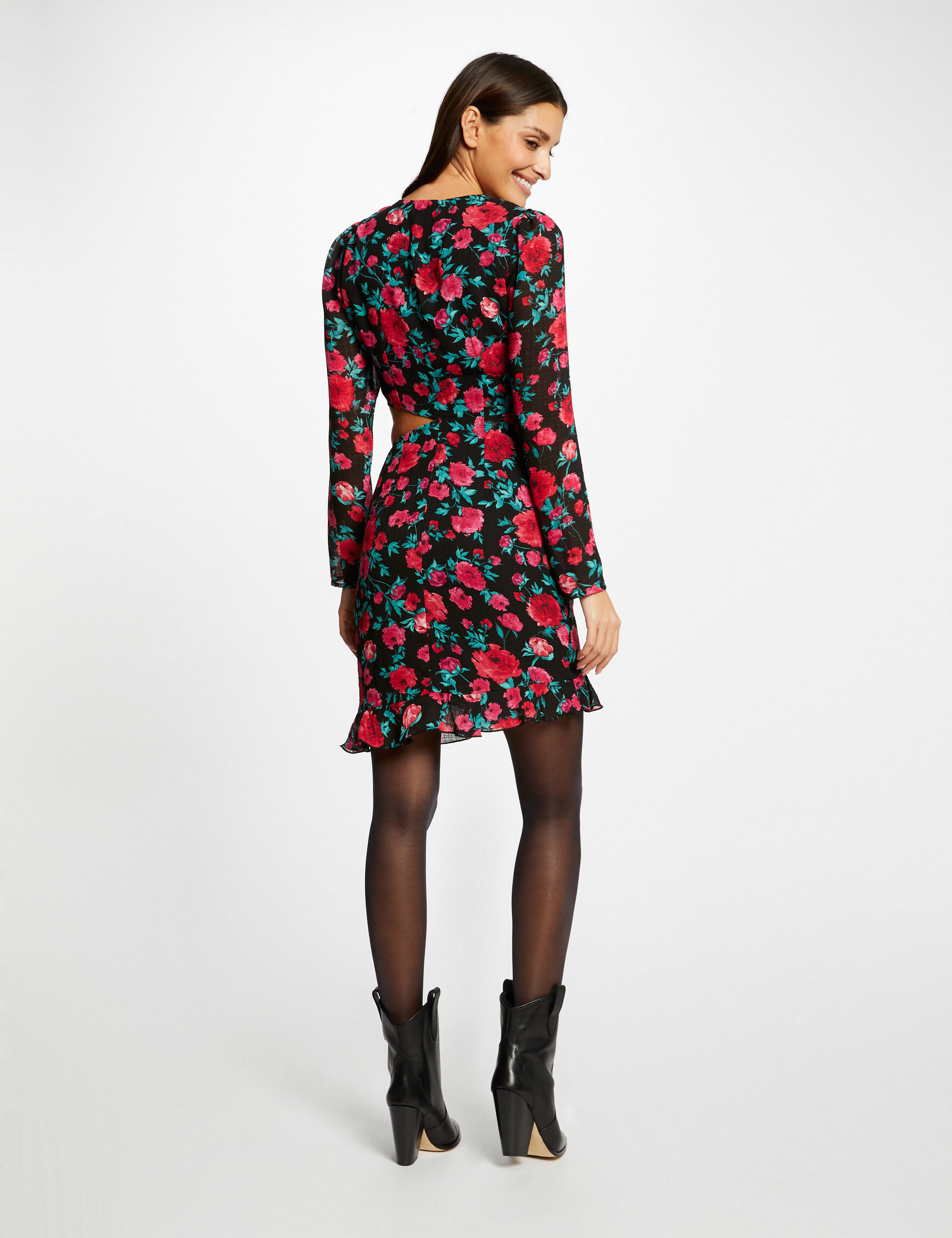 Robe ajustée à ouverture imprimé floral multico femme