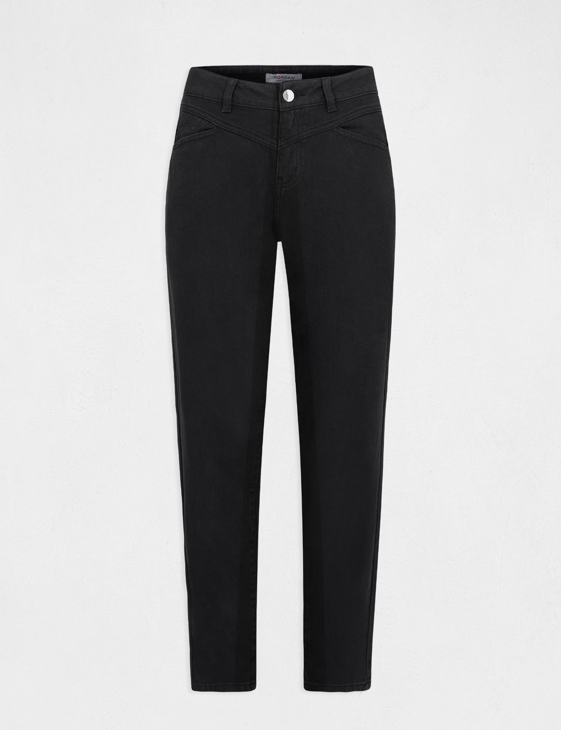 Jeans droit taille standard 7/8ème noir femme
