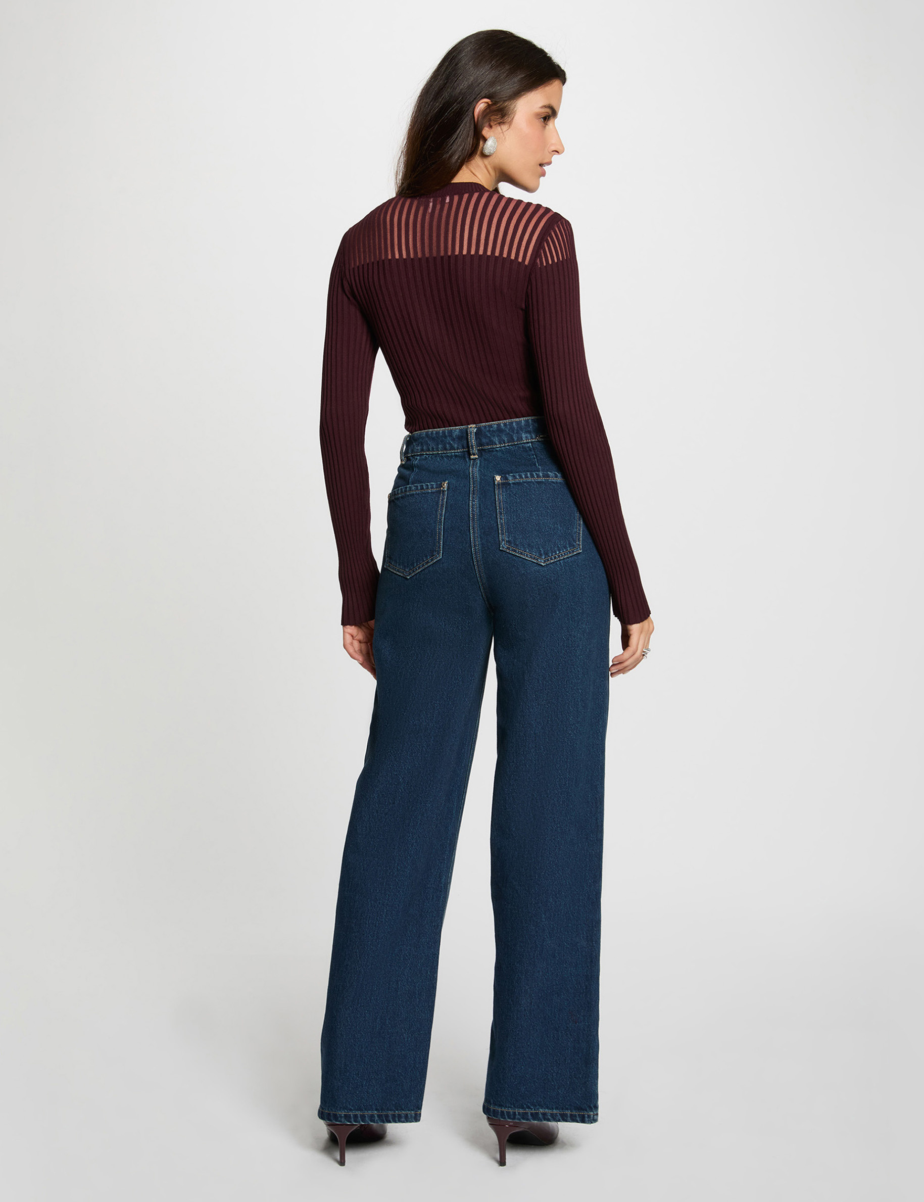 Haut Manches Longues One Step - Bleu Et Prune - Taille 36/38 - Coton - Occasion Très Bon état