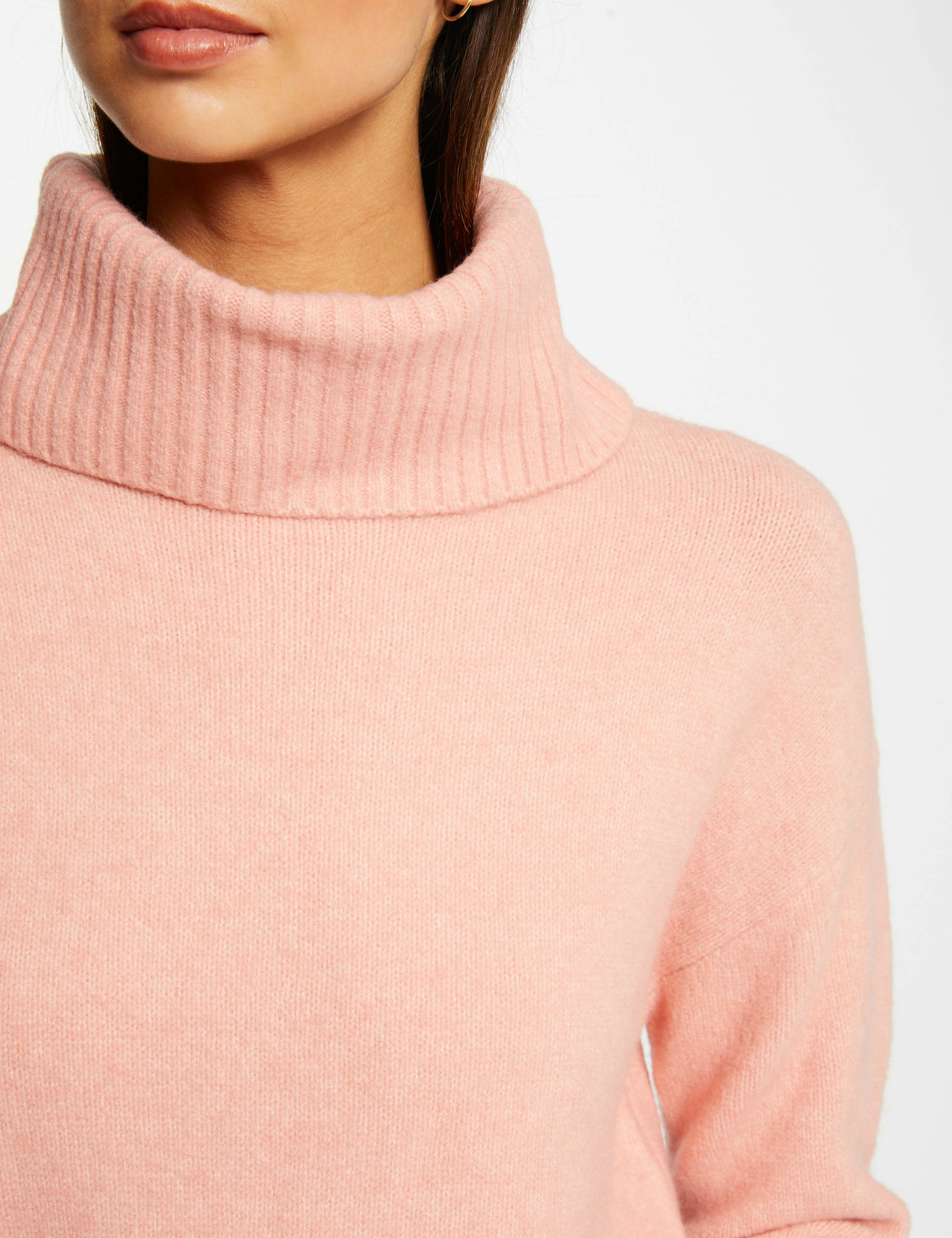 pull manches longues col roule corail femme Pull manches longues col roulé corail femme