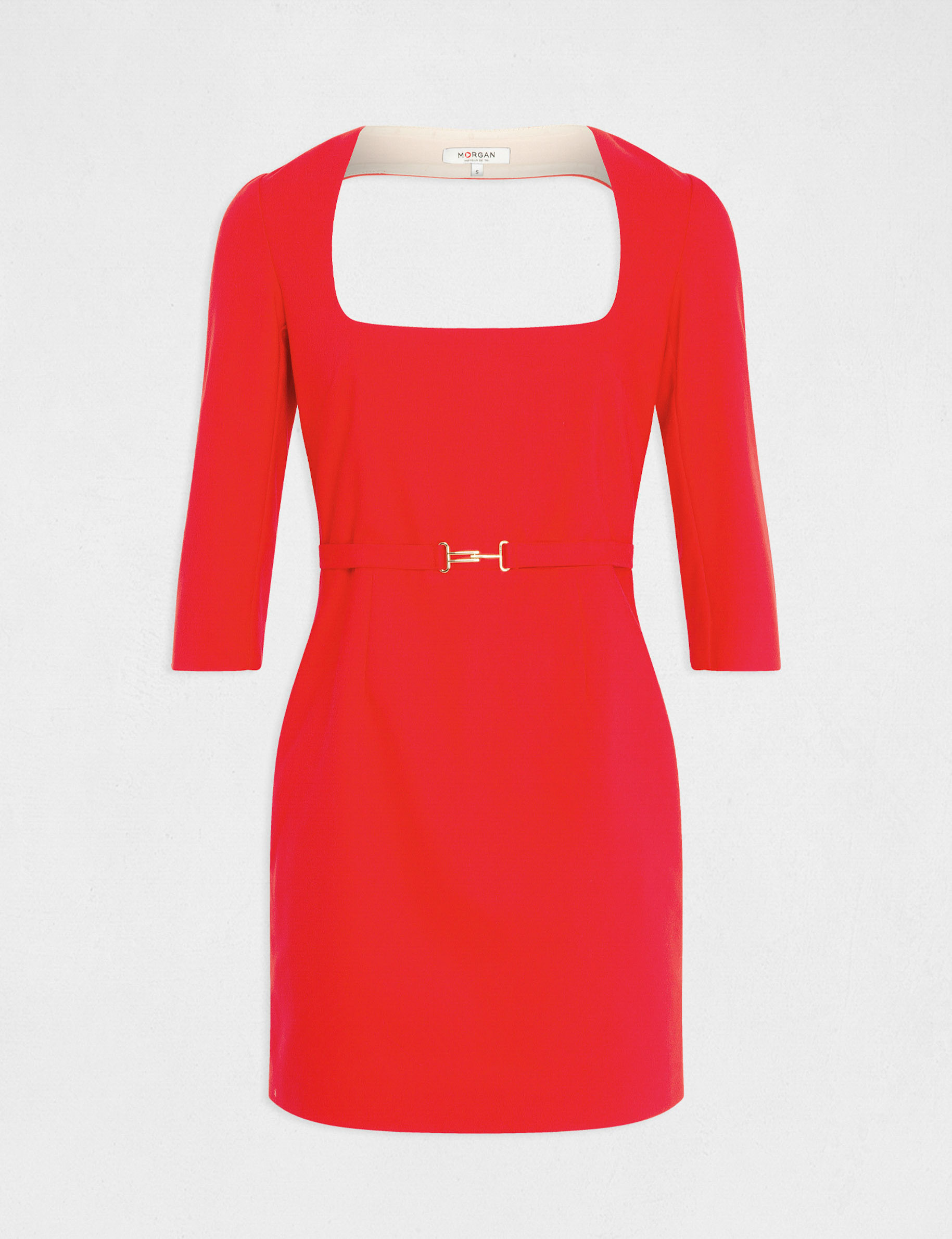 robe ajustee encolure carree dos ouvert rouge femme Robe ajustée encolure carrée dos ouvert rouge femme