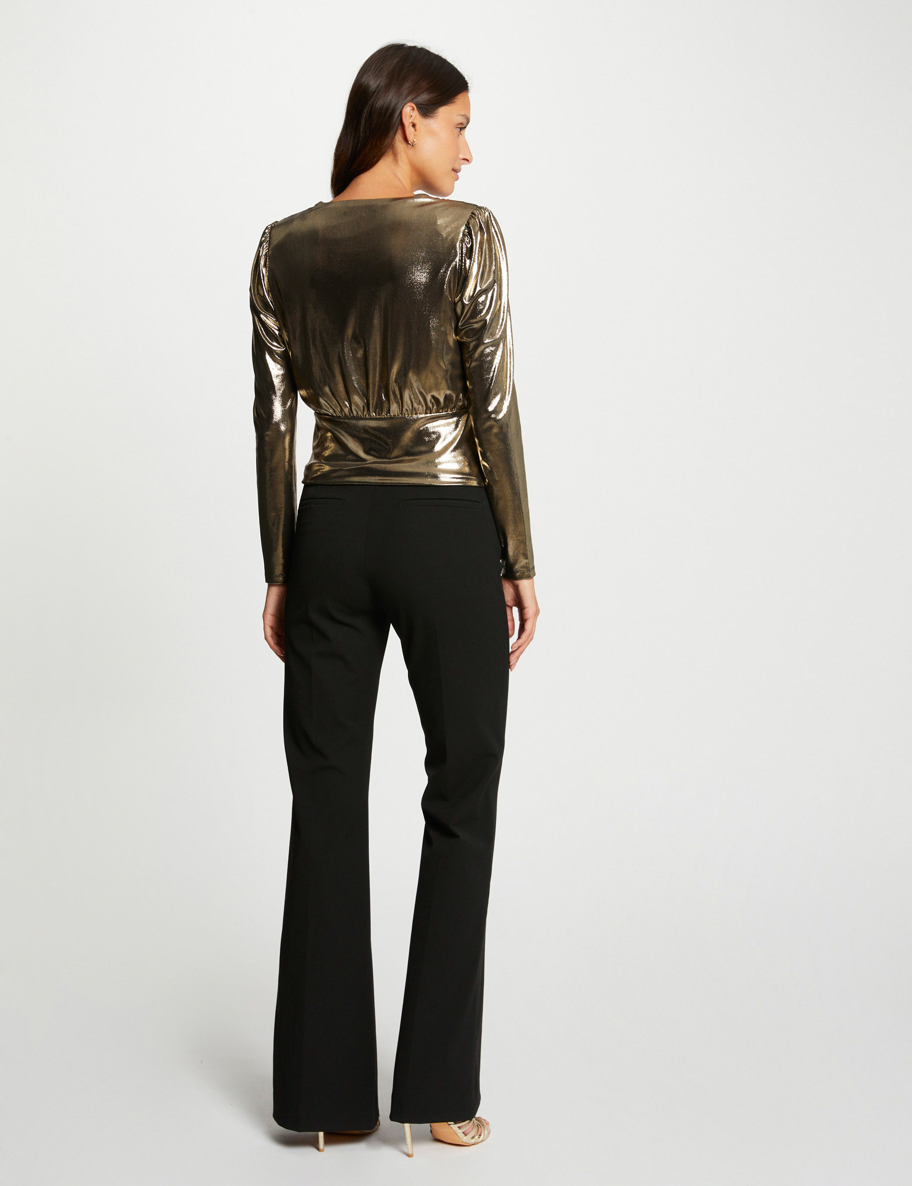 T-shirt manches longues enduit dore femme