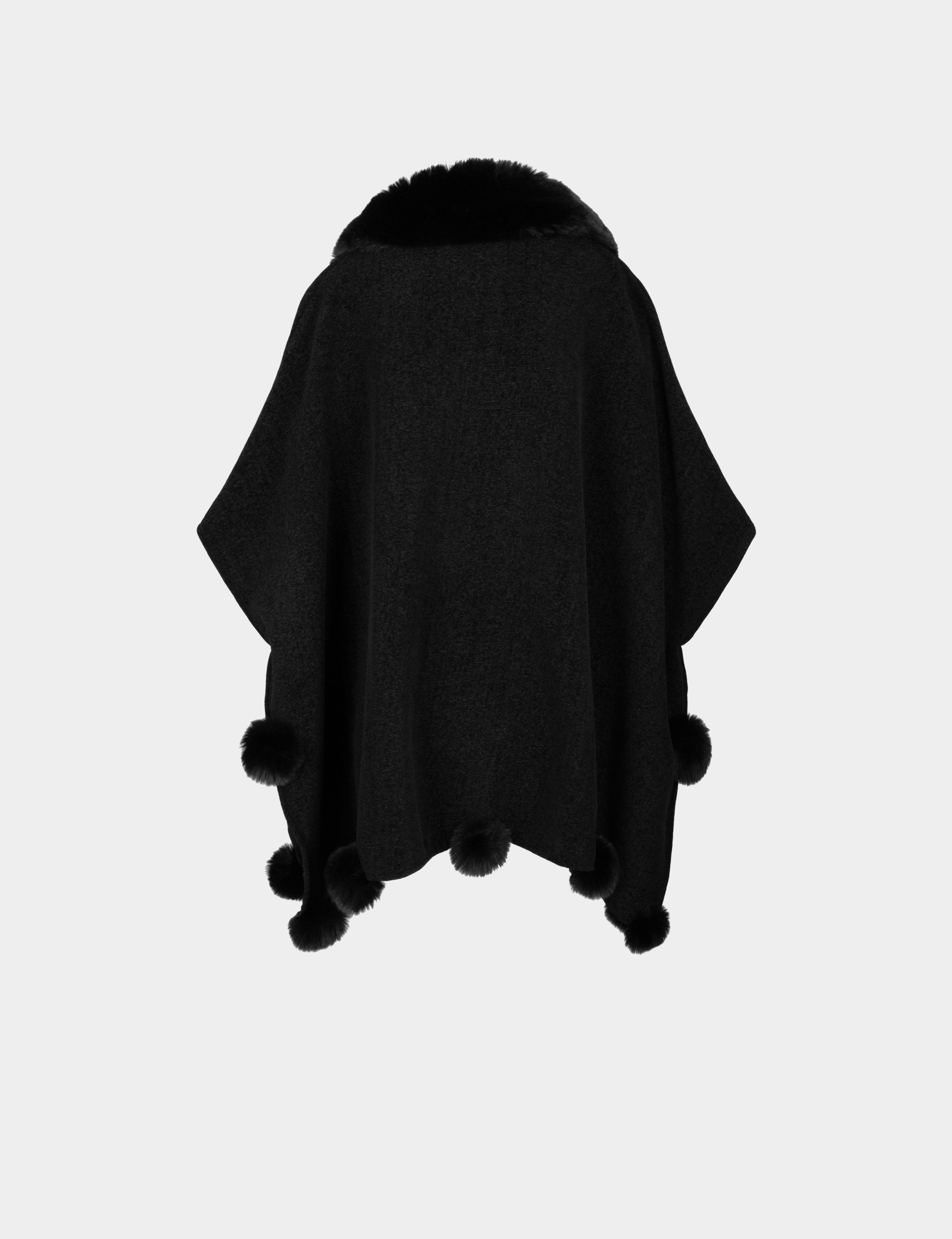 Poncho fausse fourrure noir femme