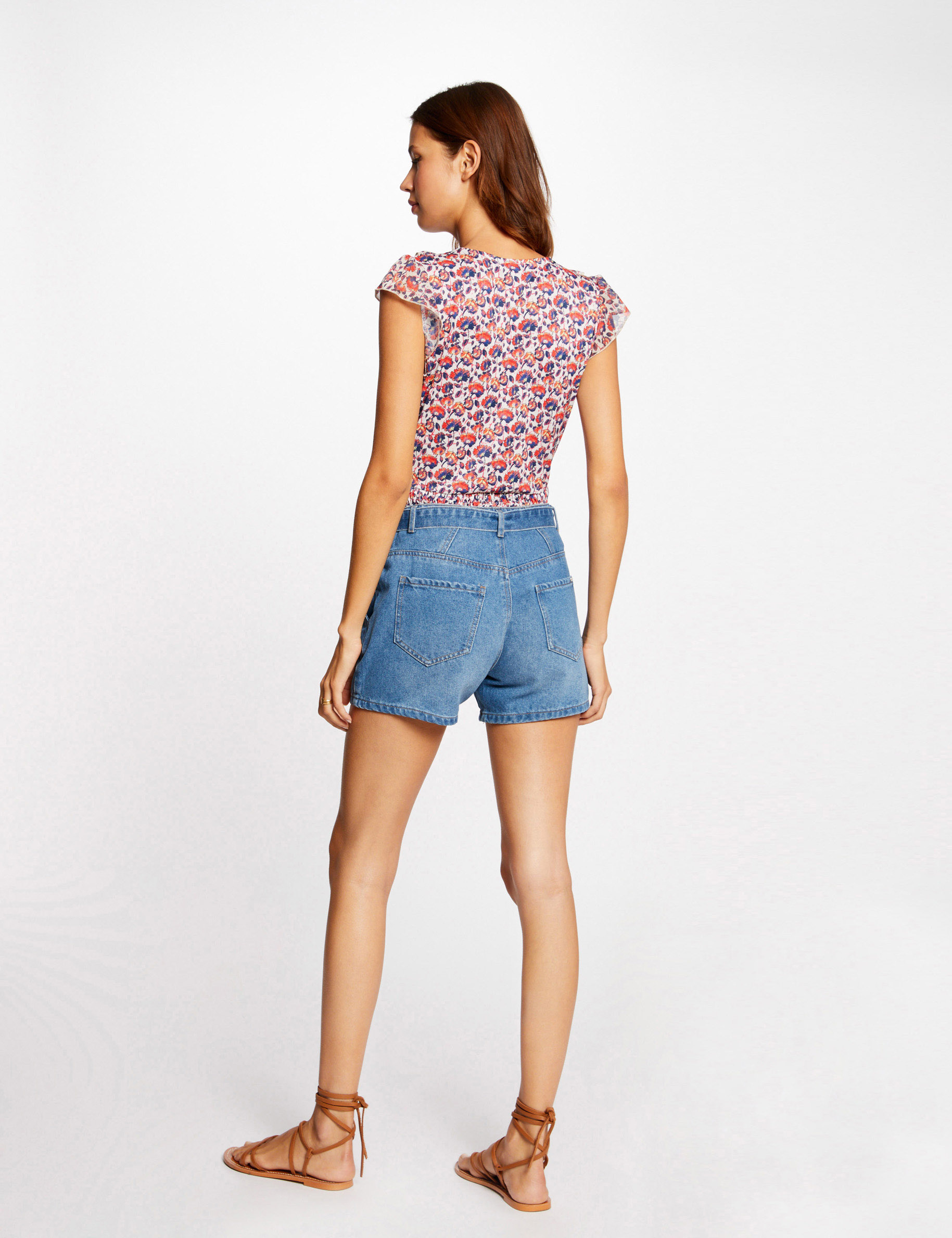 T-shirt manches courtes imprimé floral rose femme T-shirt manches courtes imprimé floral rose femme