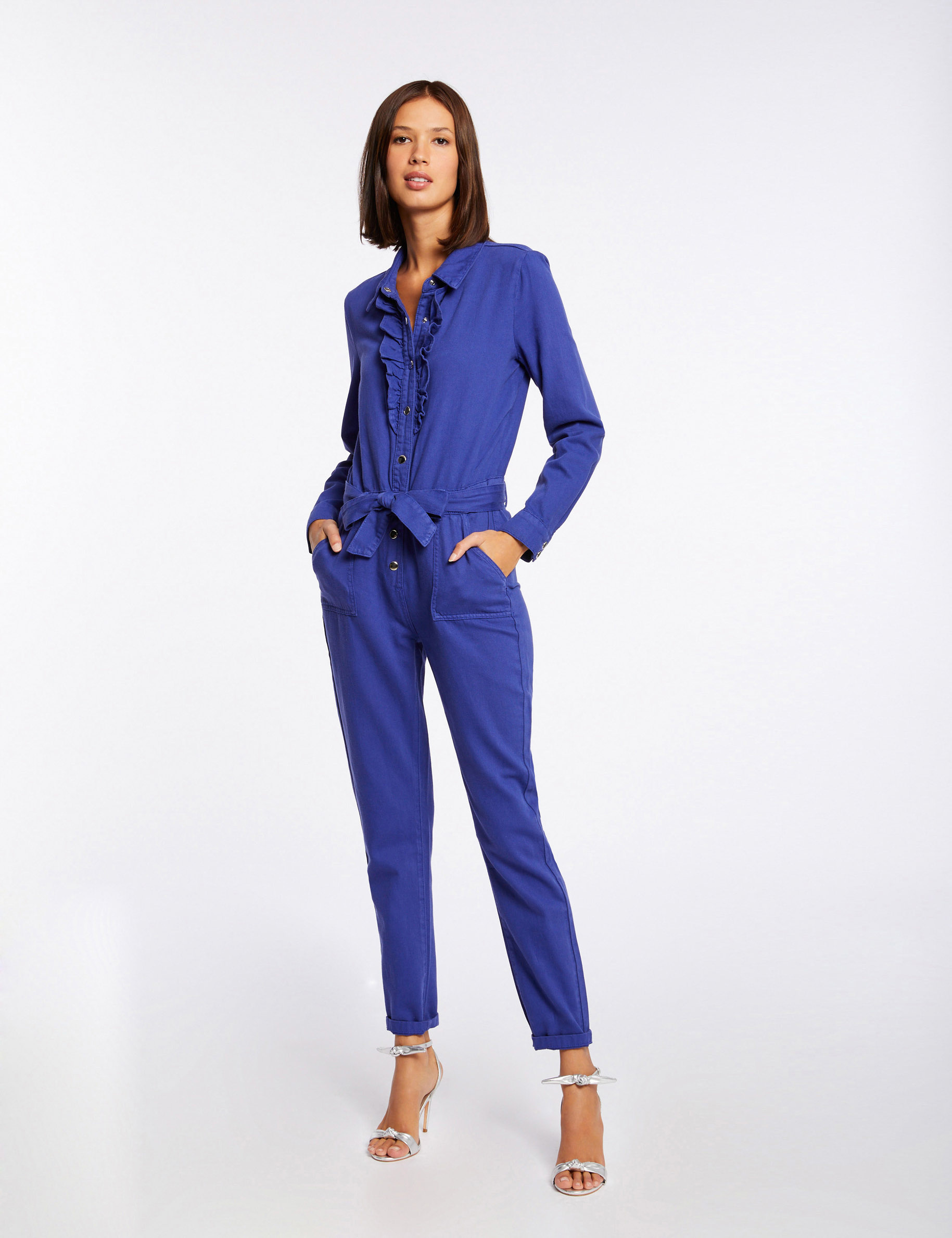 combinaison droite avec volants violet femme Combinaison droite avec volants violet femme