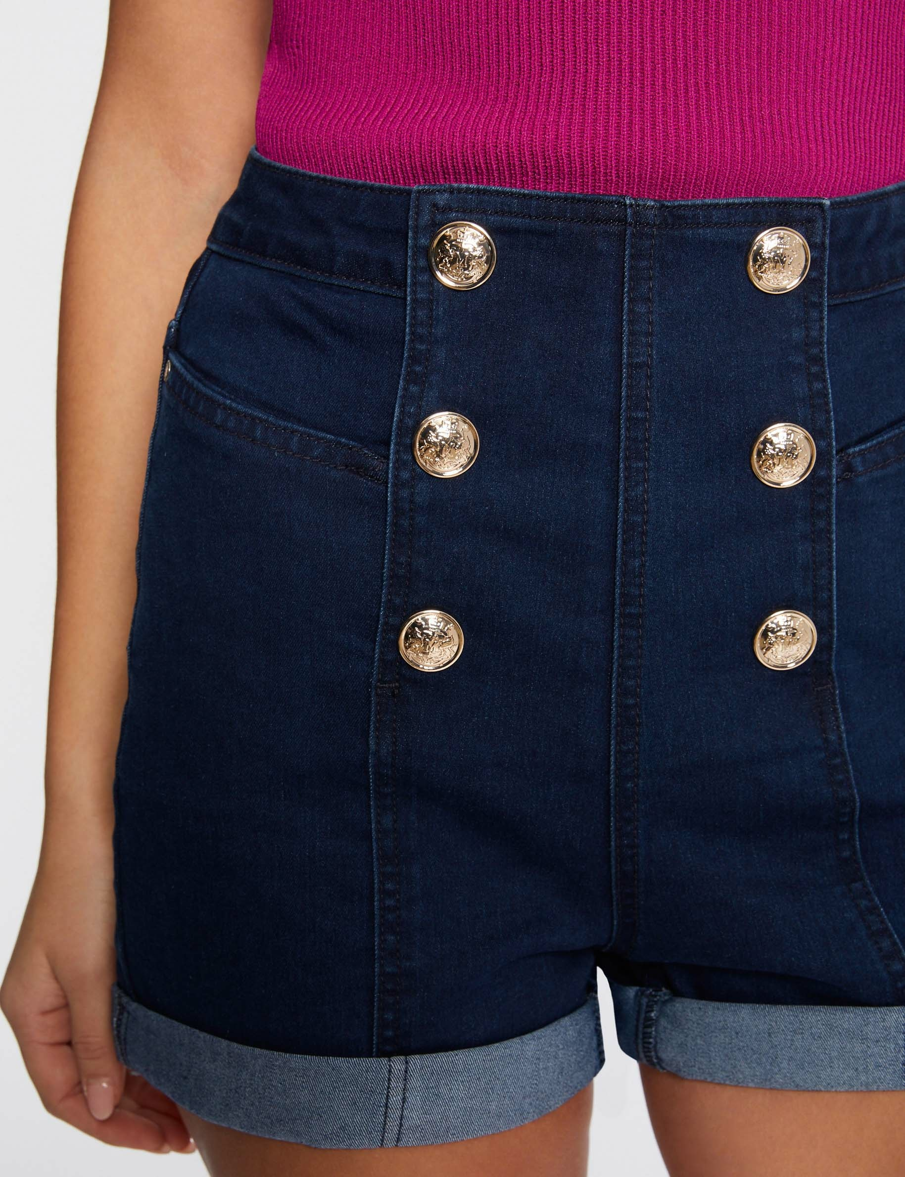 Short ajusté à ponts en jean jean brut femme Short ajusté à ponts en jean jean brut femme