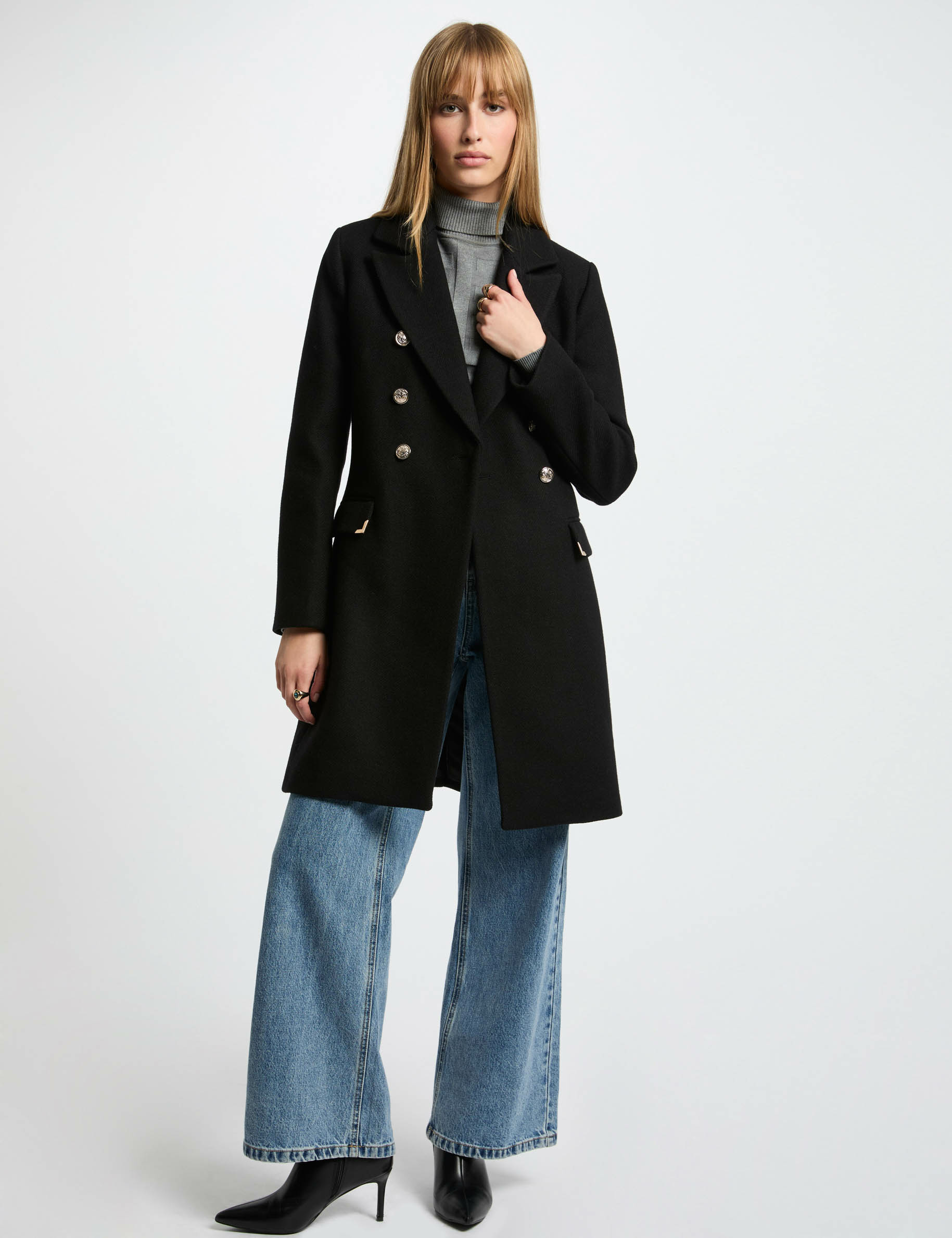 manteau double boutonnage noir femme Manteau double boutonnage noir femme