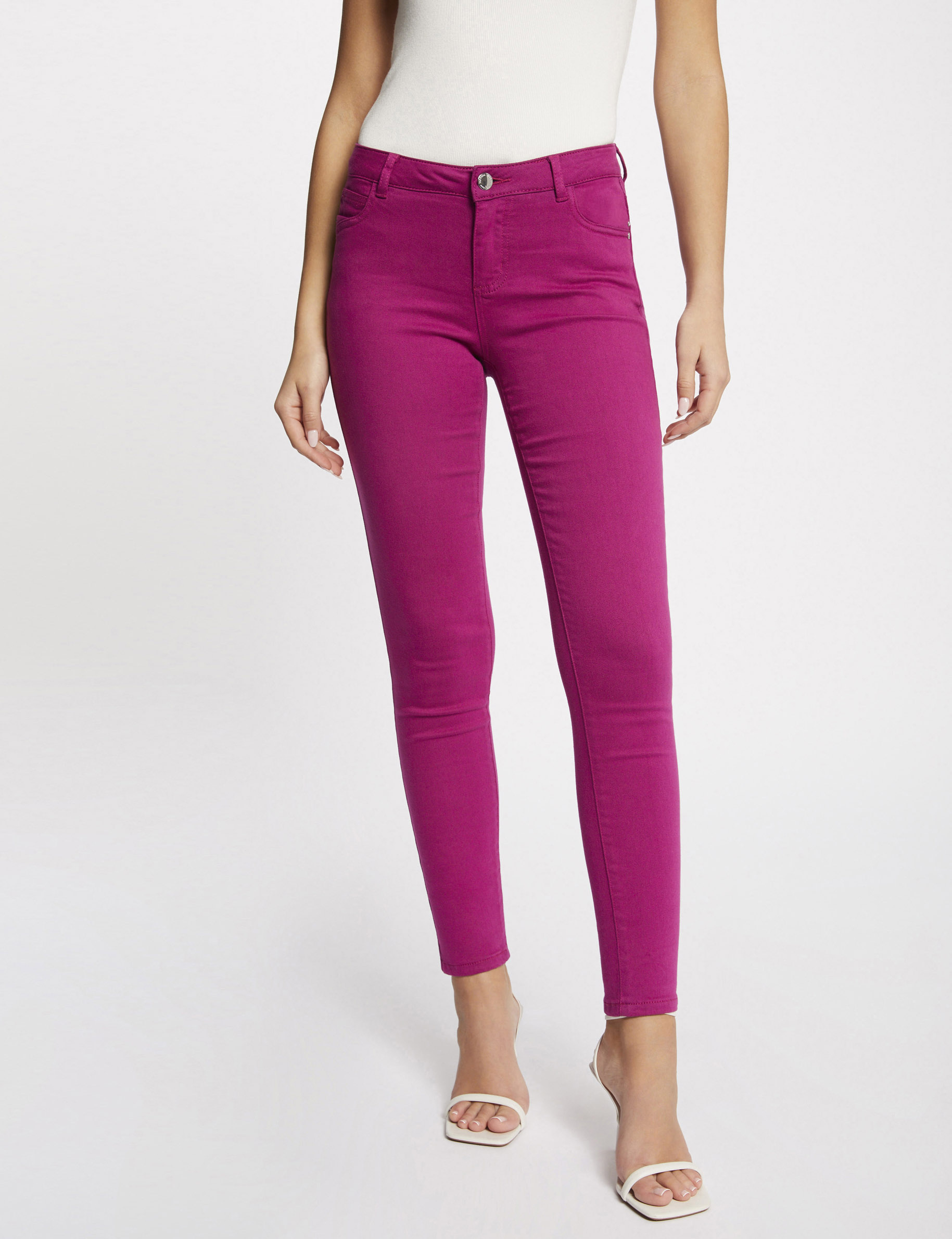 Pantalon skinny taille basse framboise femme Pantalon skinny taille basse framboise femme