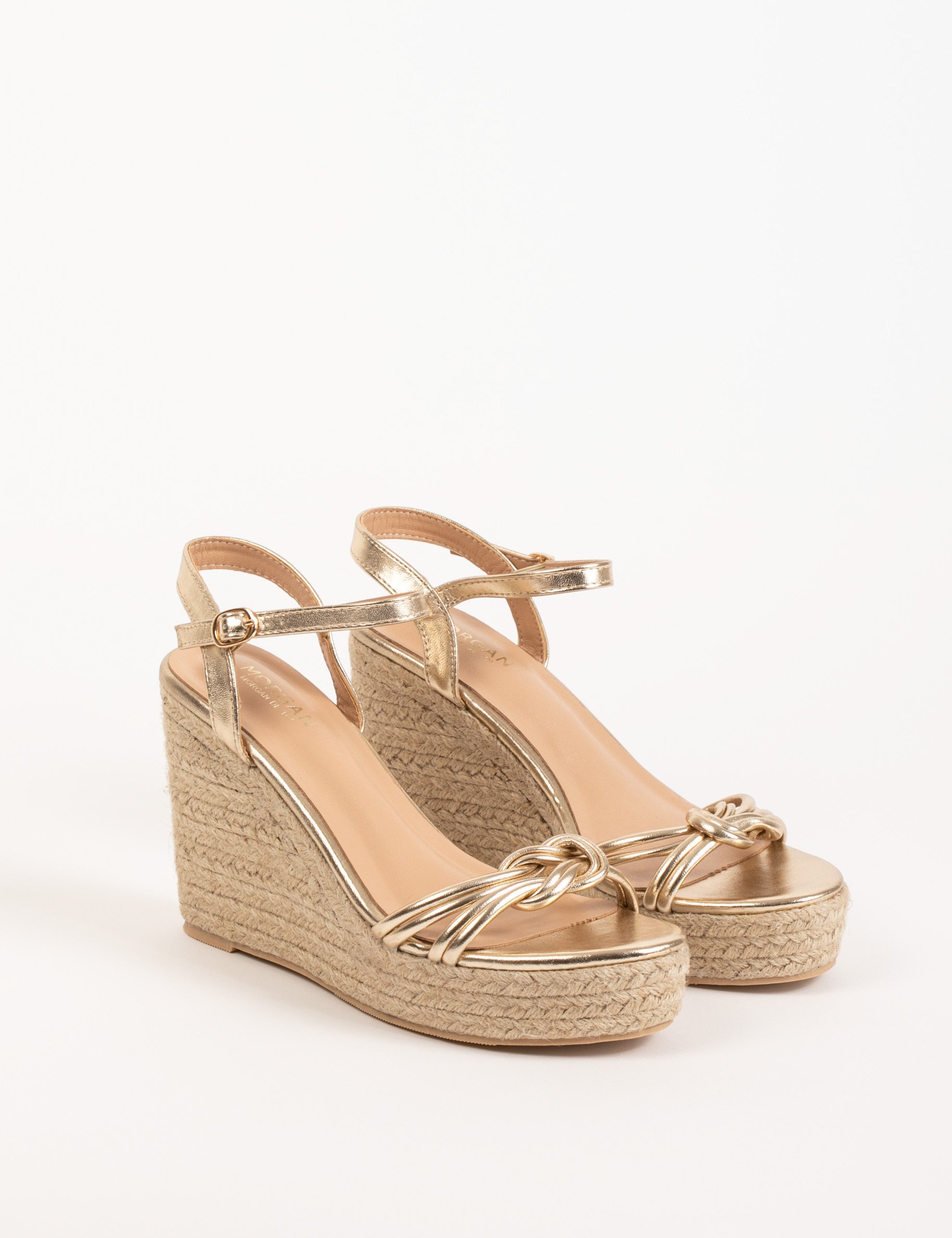 Sandales compensées dore femme Morgan
