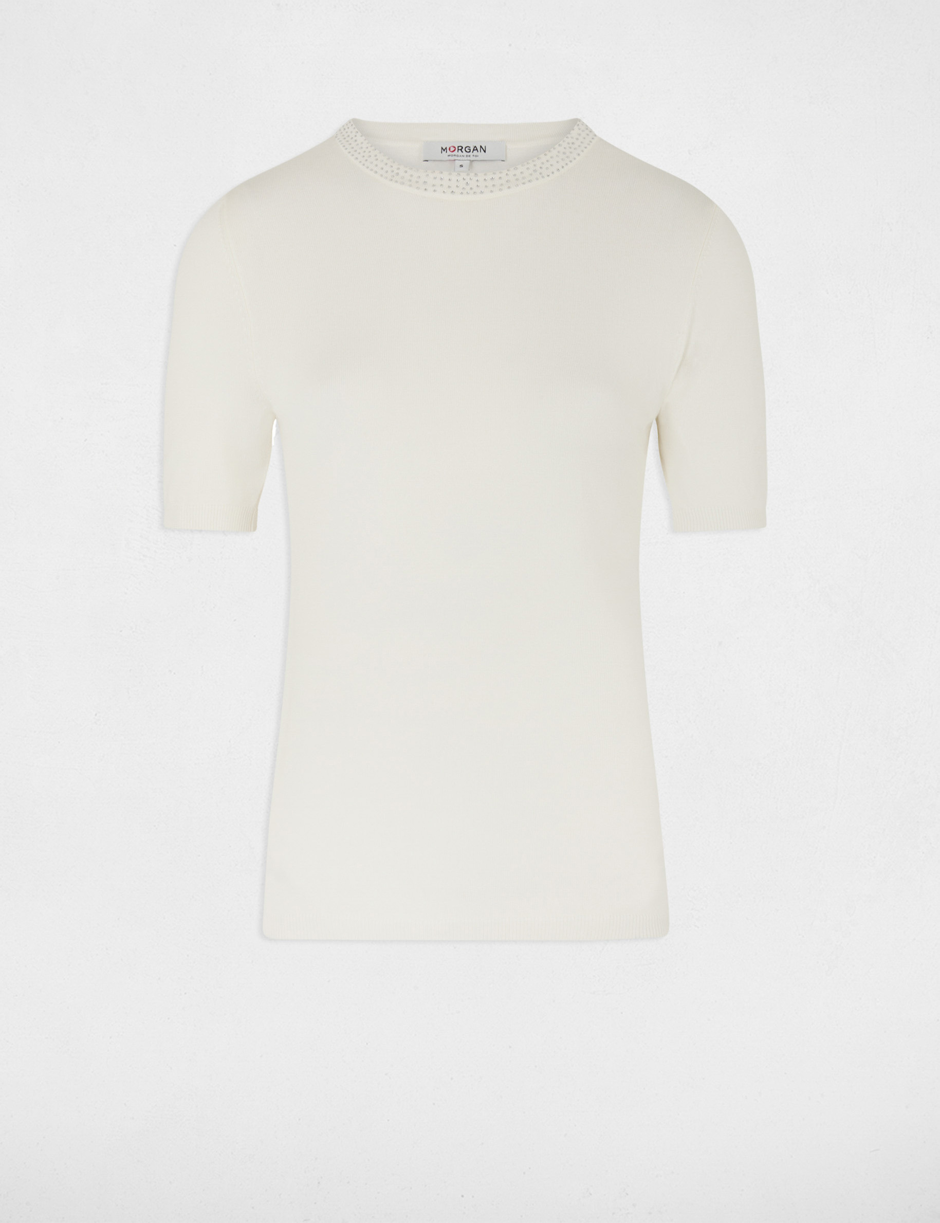 Pull col rond manches ballons ivoire fille | La Halle