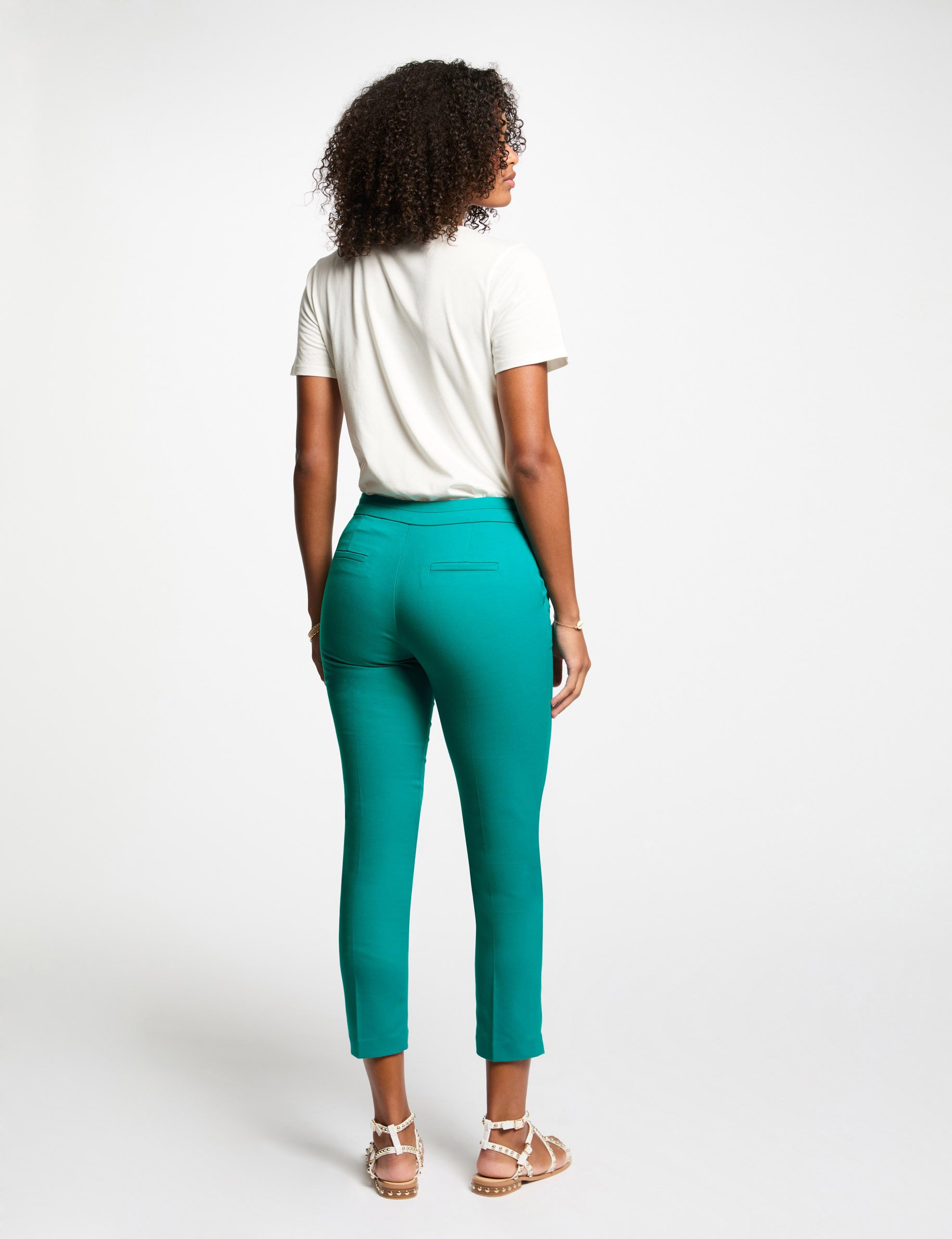 pantalon cigarette 78eme bleu turquoise femme Pantalon cigarette 7/8ème bleu turquoise femme