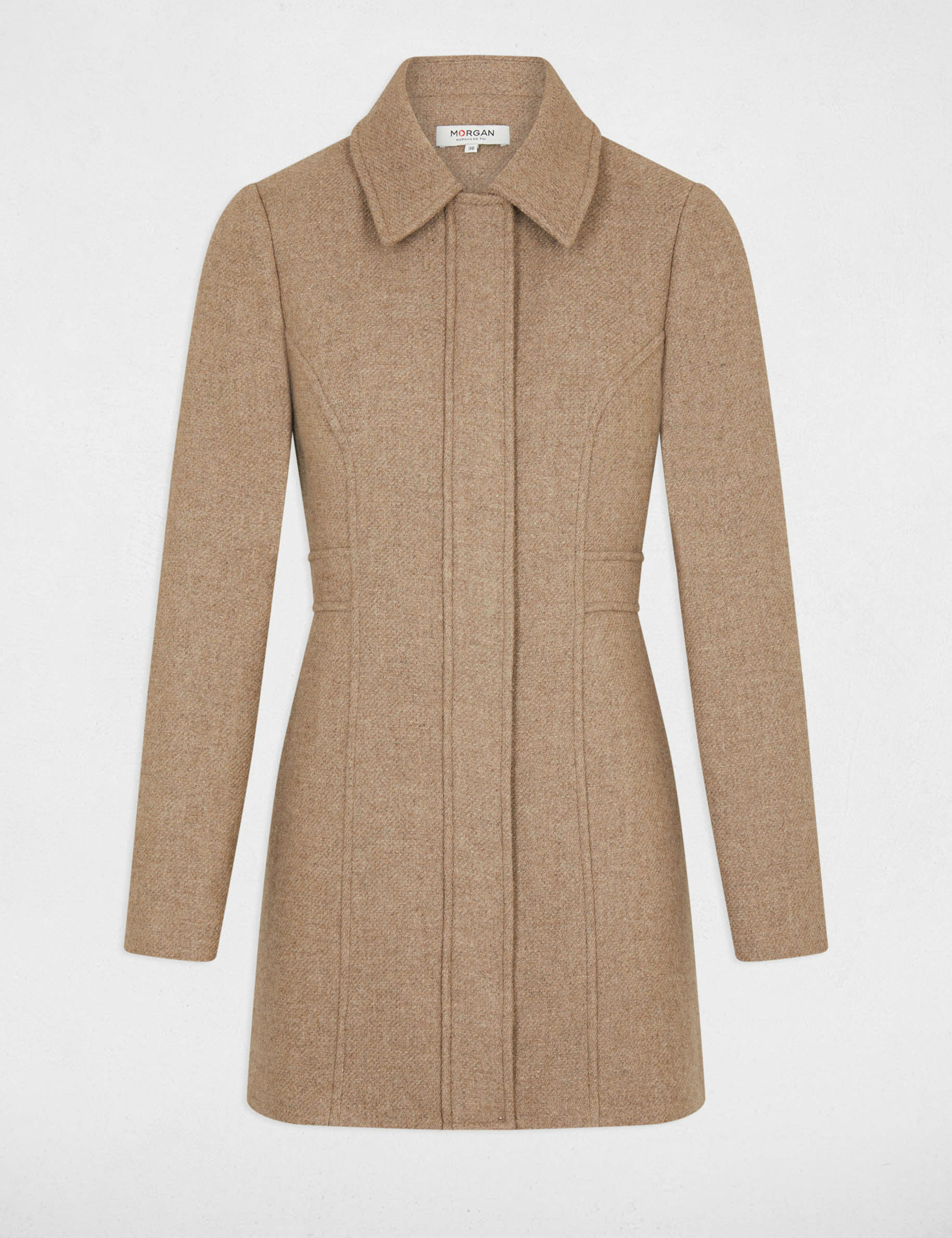 Manteau cintré zippé beige femme