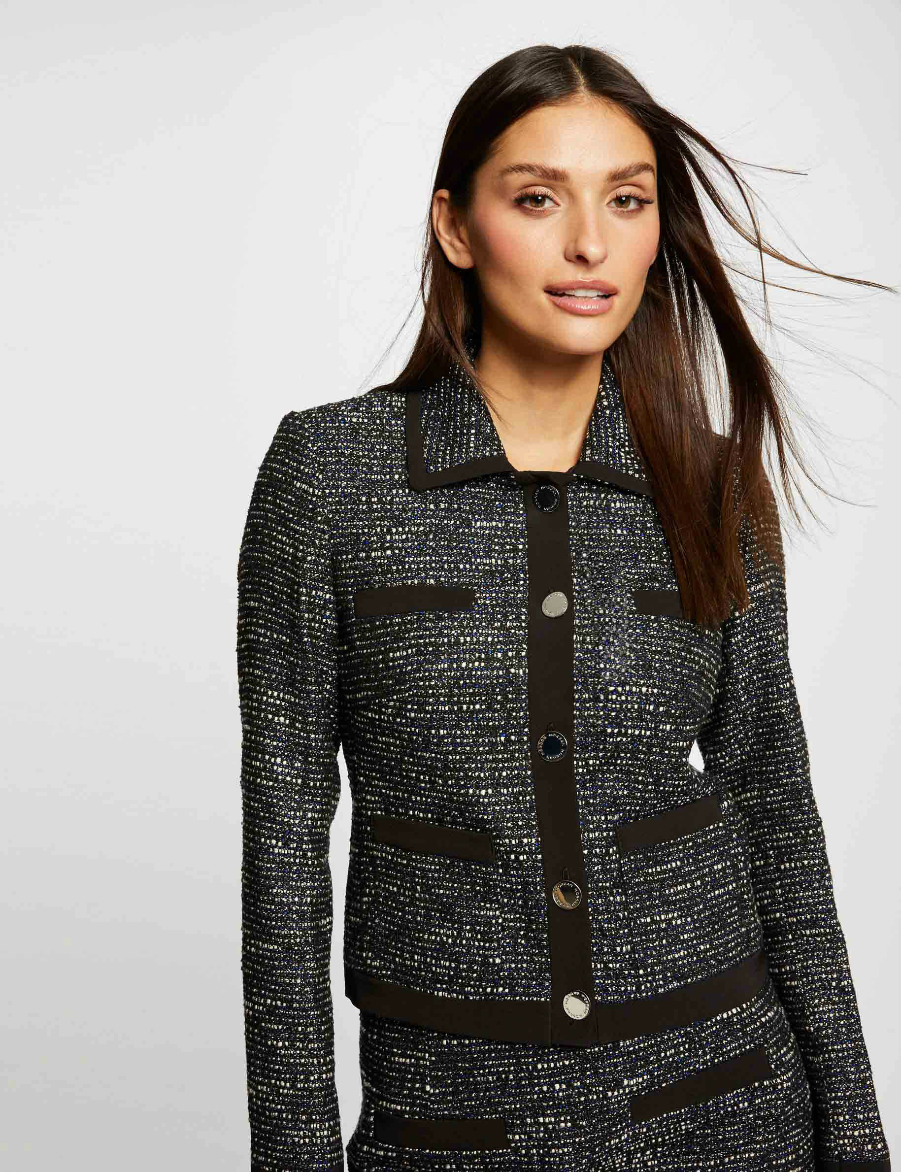 Veste droite boutonnée marine femme Veste droite boutonnée marine femme