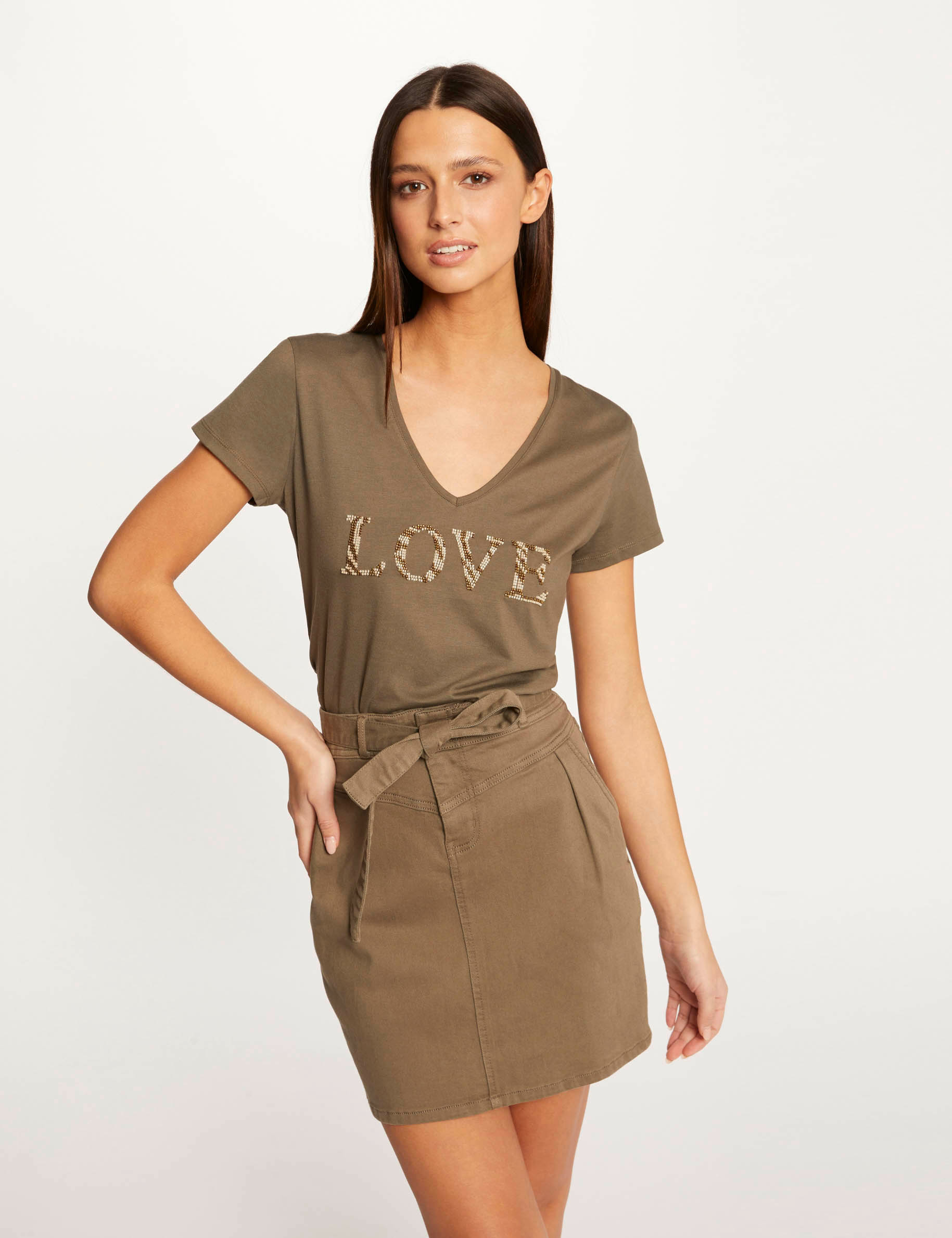 Jupe ceinturée taille haute top