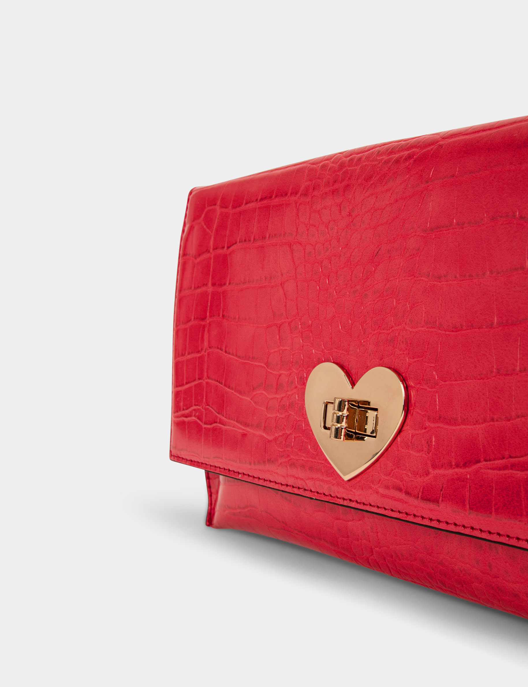 Sac pochette aspect croco rouge femme Sac pochette aspect croco rouge femme