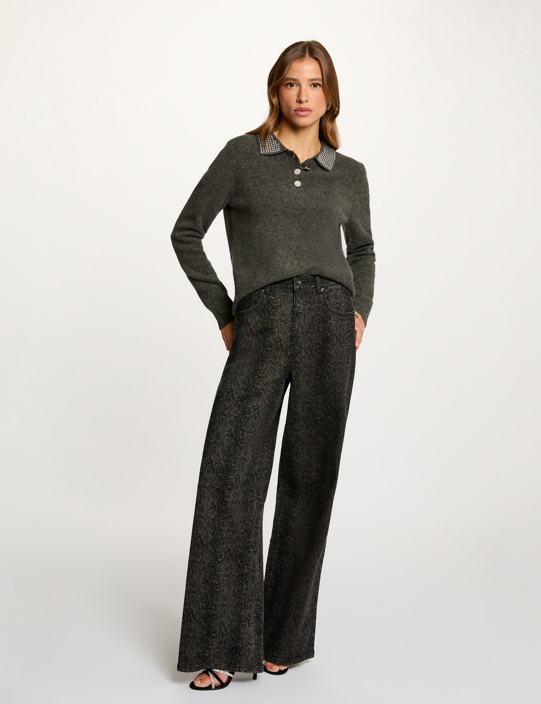 Jean large taille haute multicolore femme