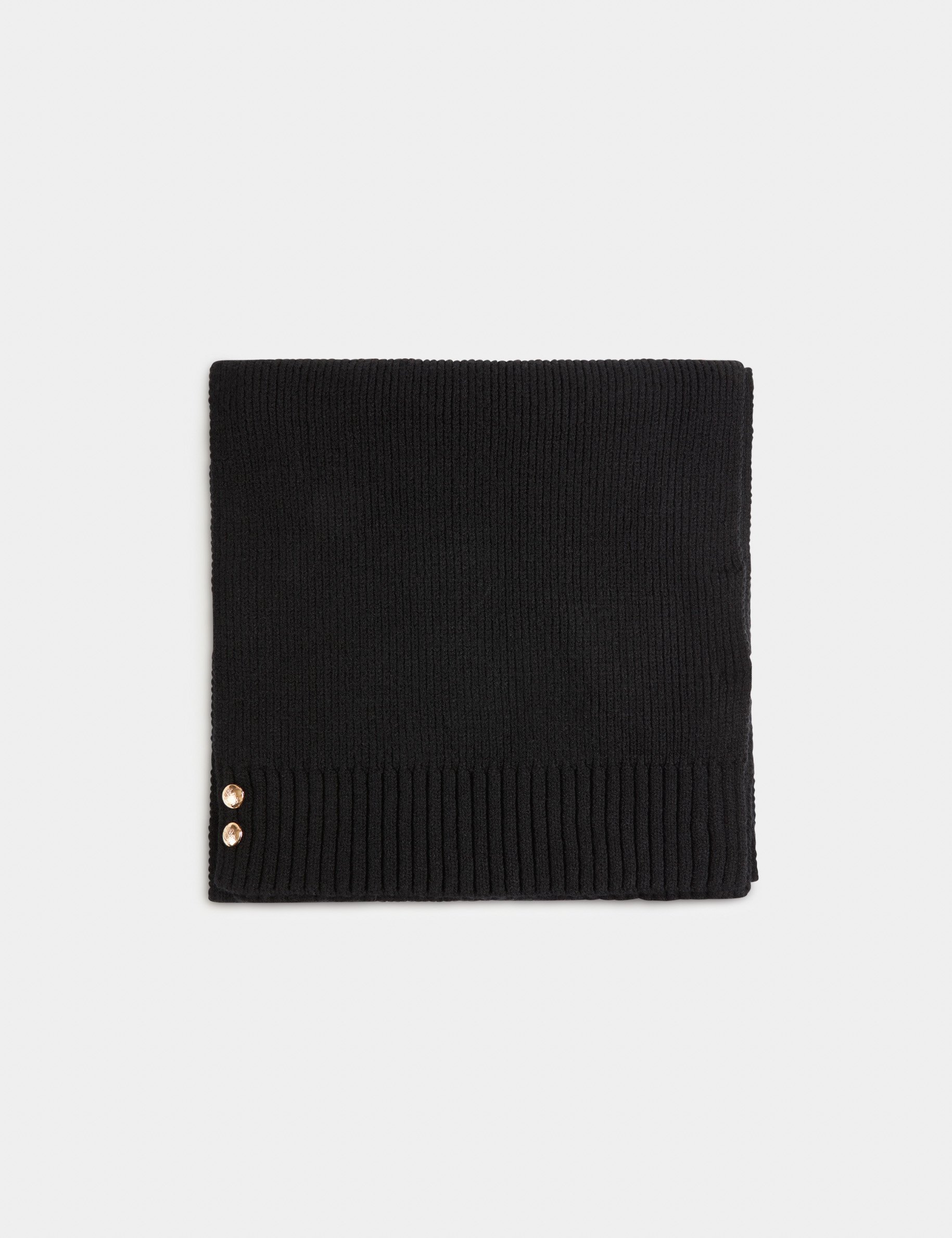 echarpe tricotee avec boutons noir femme Écharpe tricotée avec boutons noir femme
