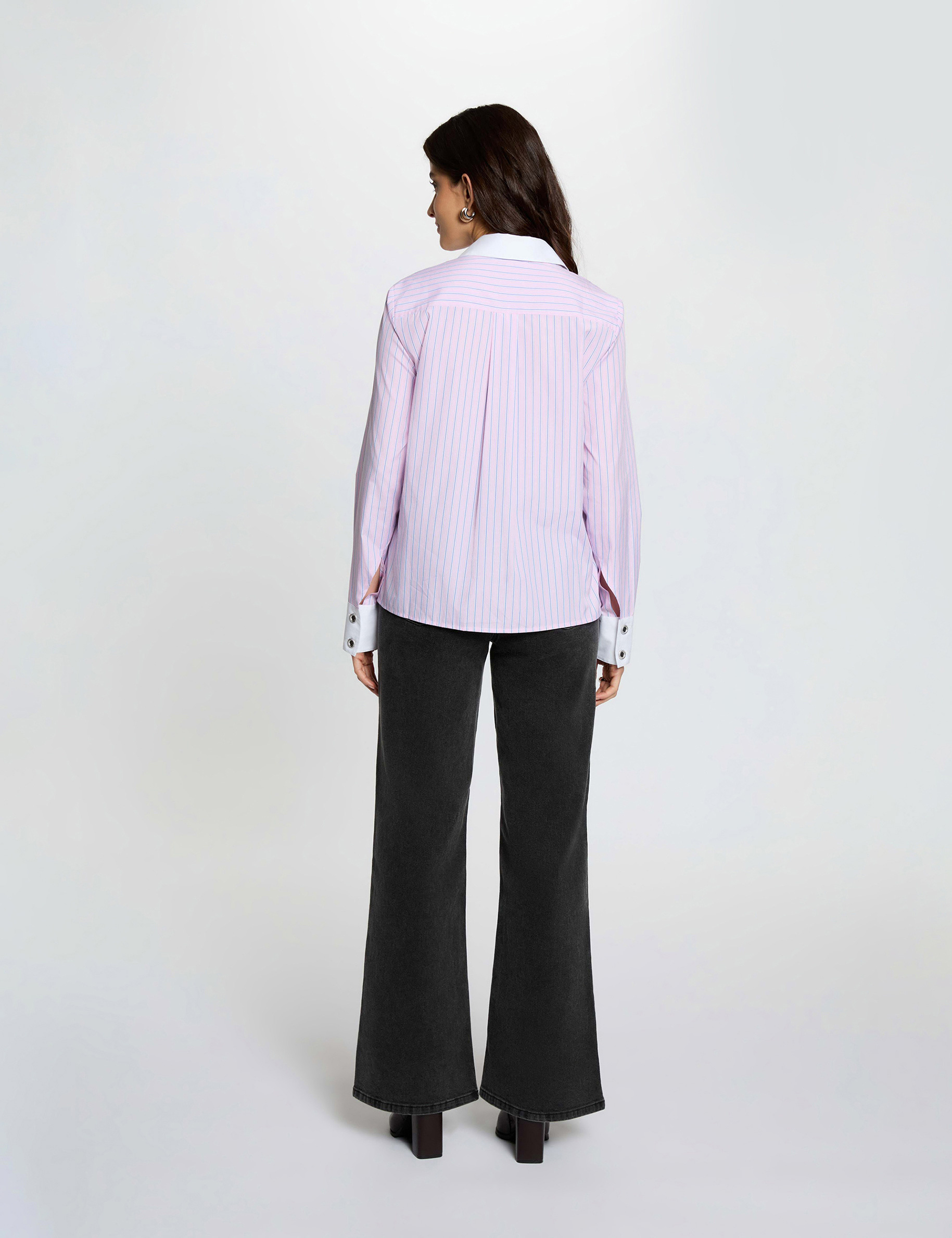 Jean large taille haute denim noir femme