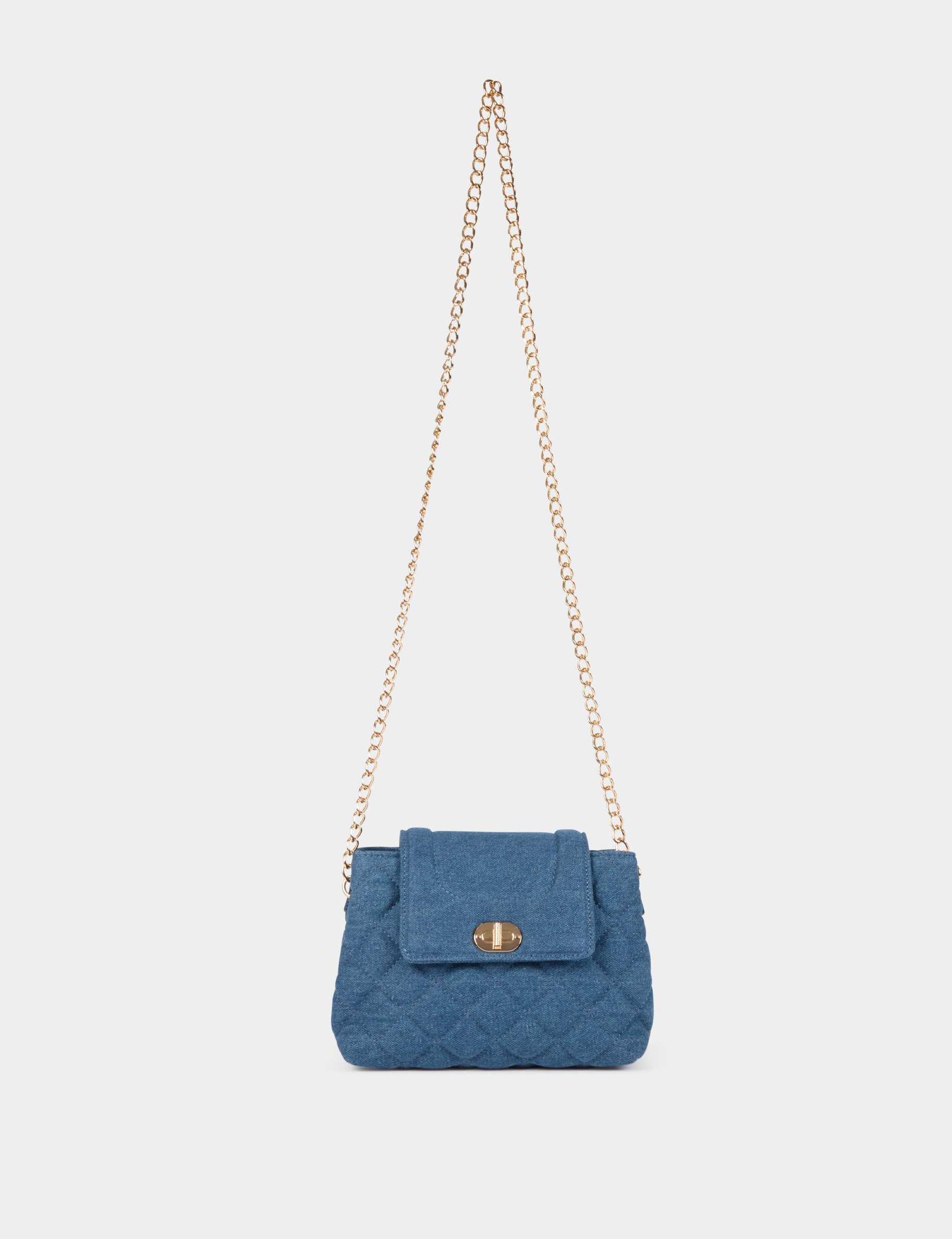 sac pochette jean matelasse denim stone femme Sac pochette jean matelassé denim stone femme