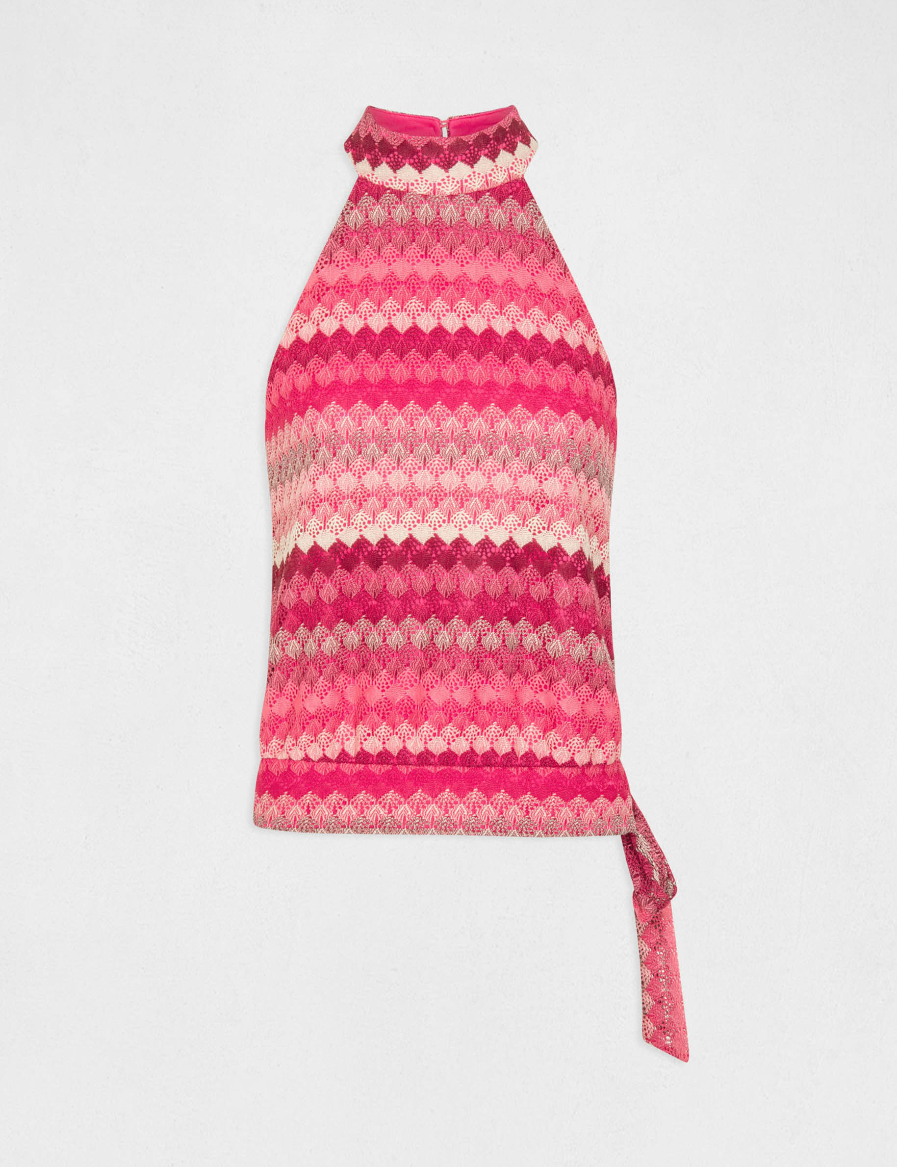 Débardeur encolure américaine crochet rose femme Débardeur encolure américaine crochet rose femme