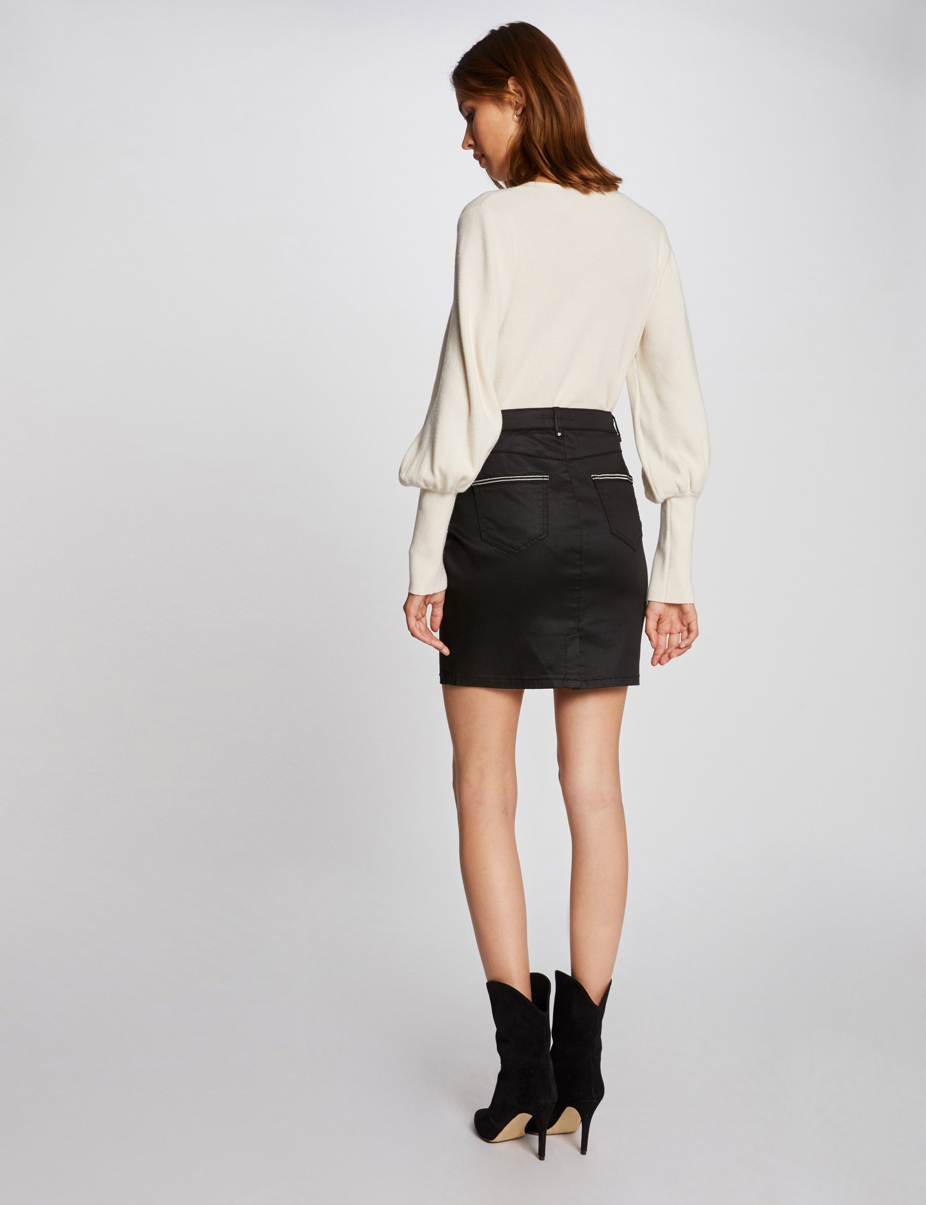 Jupe enduite noire femme deals