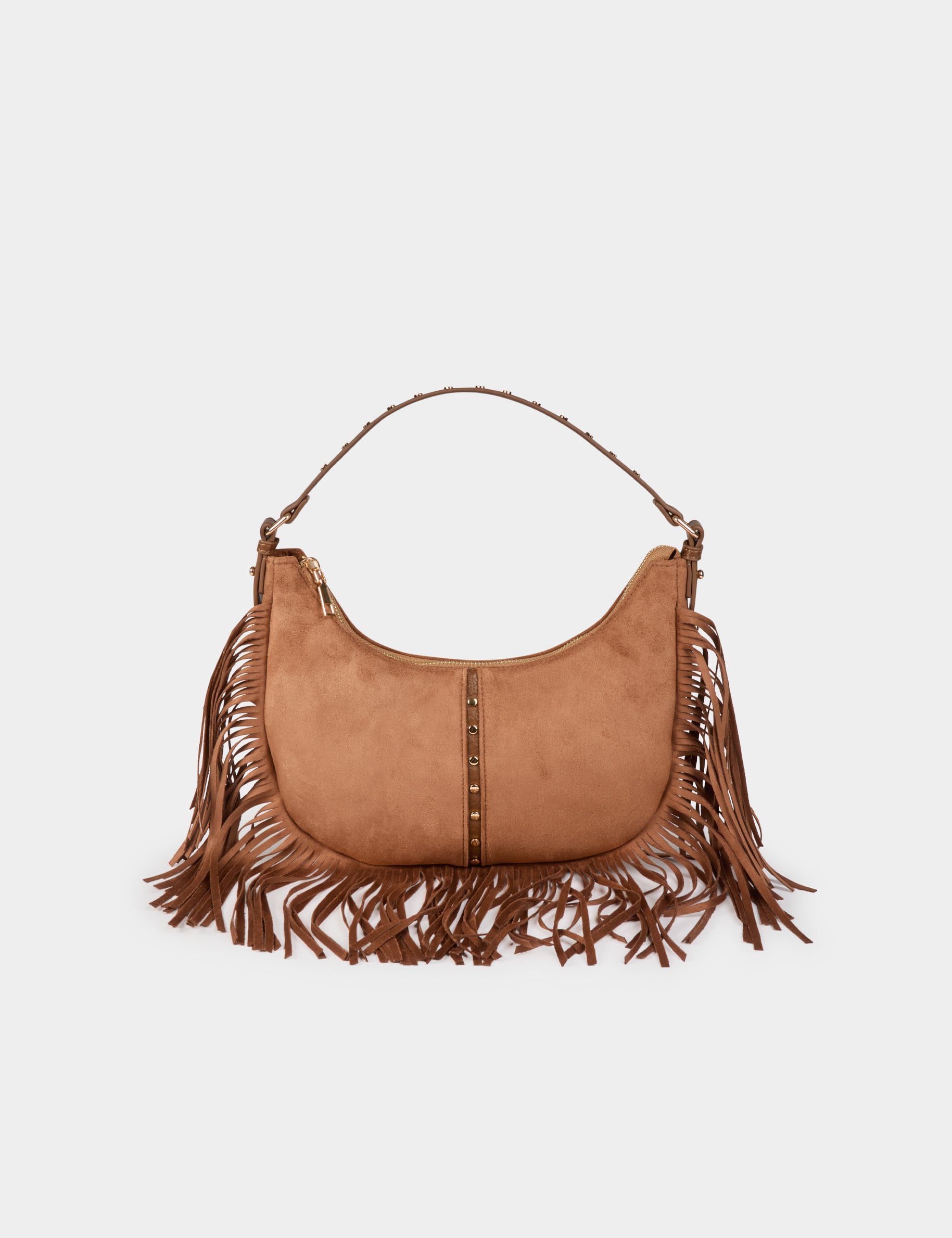 Sac franges su&eacute;dine beige femme