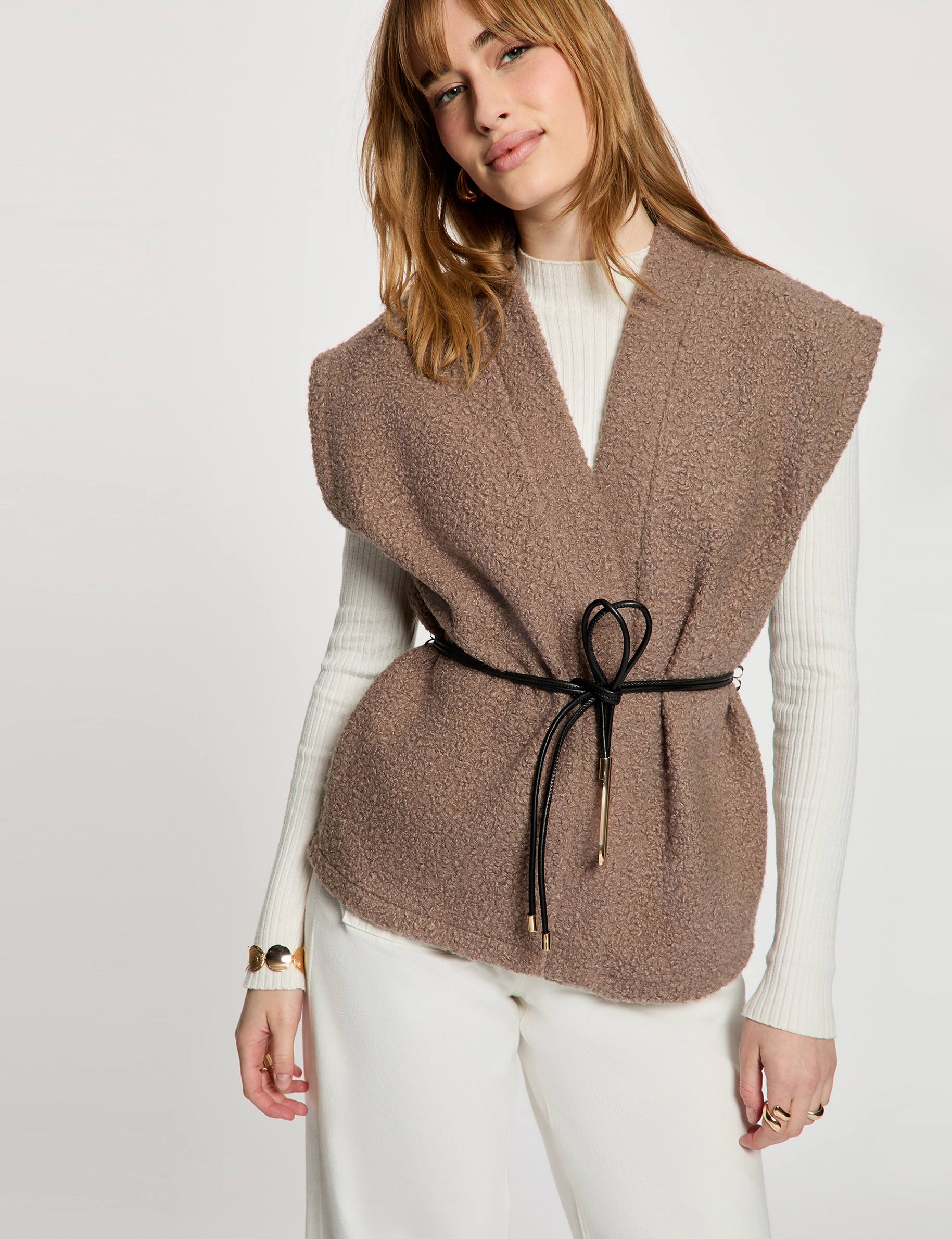 Veste sans manches taupe femme