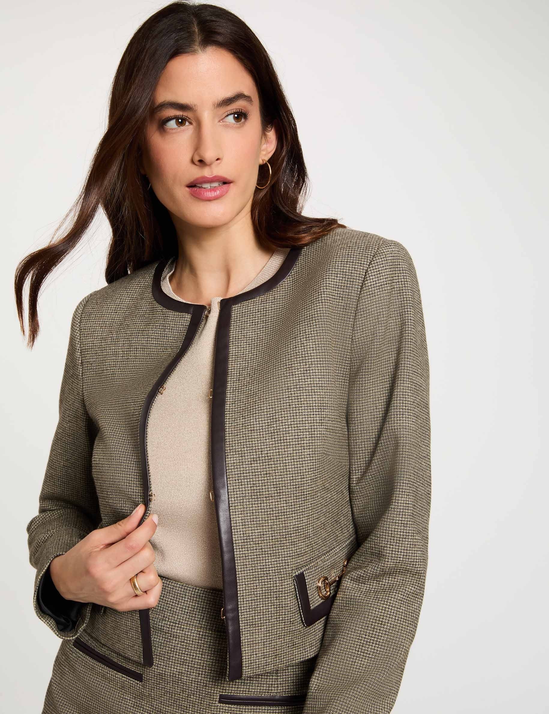 Veste droite cropped vert kaki femme