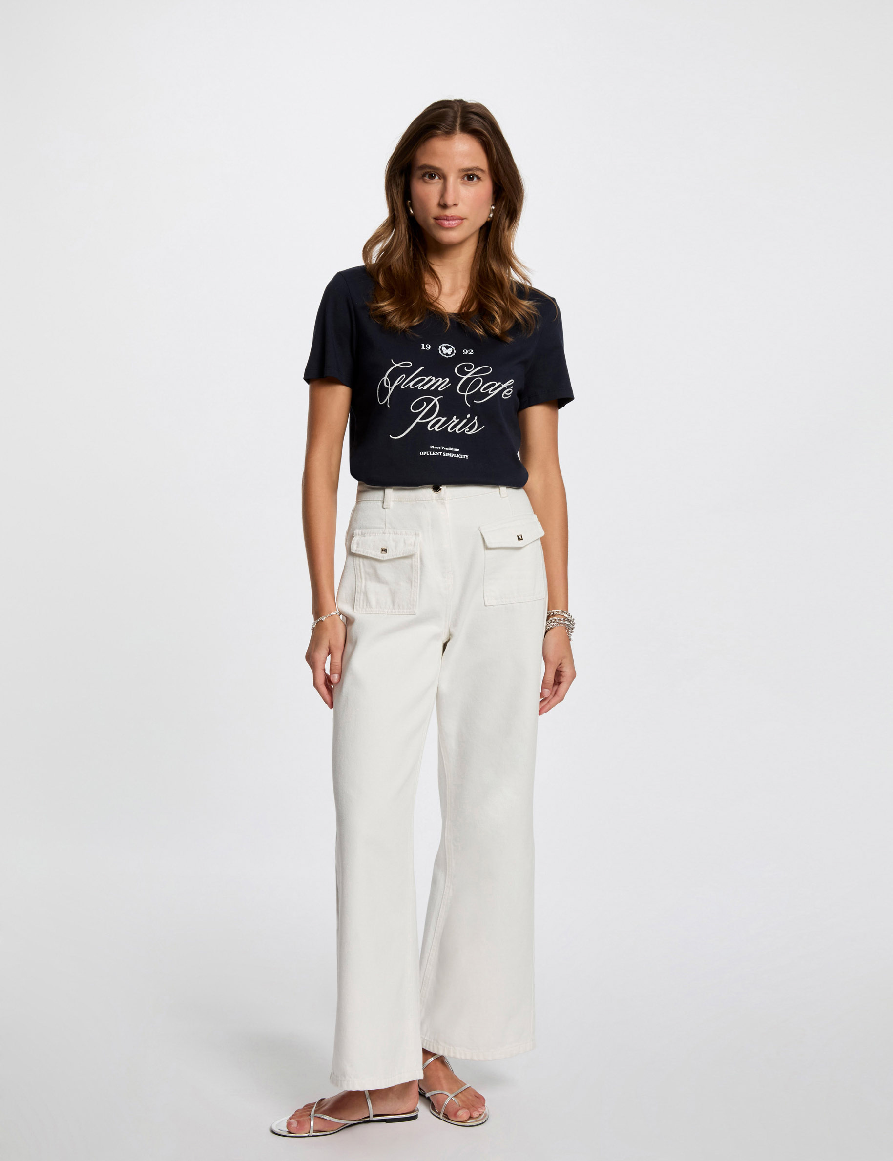 t shirt a inscription bleu marine femme T-shirt à inscription bleu marine femme