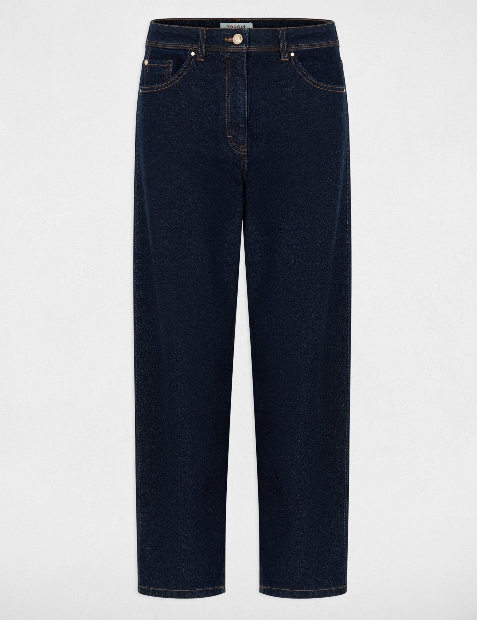 Jean droit taille haute denim brut femme